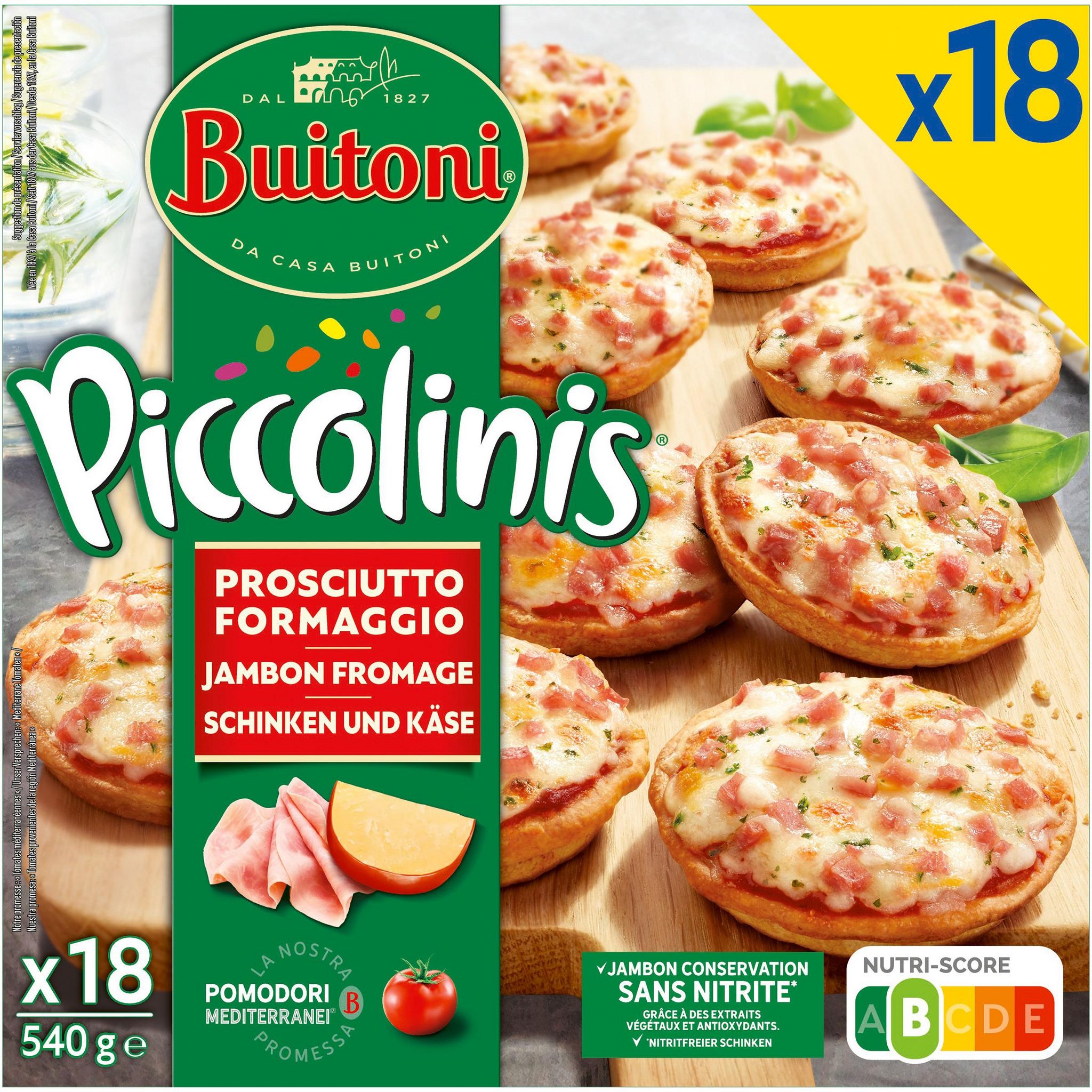 Voir la diapositive 4 : BUITONI Piccollini Mini-Pizzas jambon fromage 18 pièces 540g