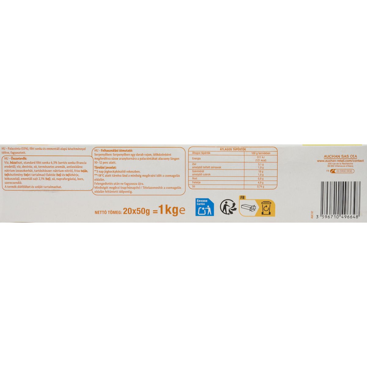 POUCE Crêpe jambon fromage 20 pièces 1kg