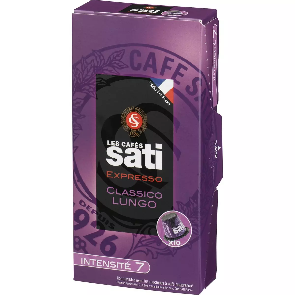 LES CAFES SATI Capsules de café expresso classico lungo intensité 7 compatibles Nespresso 10 capsules 55g