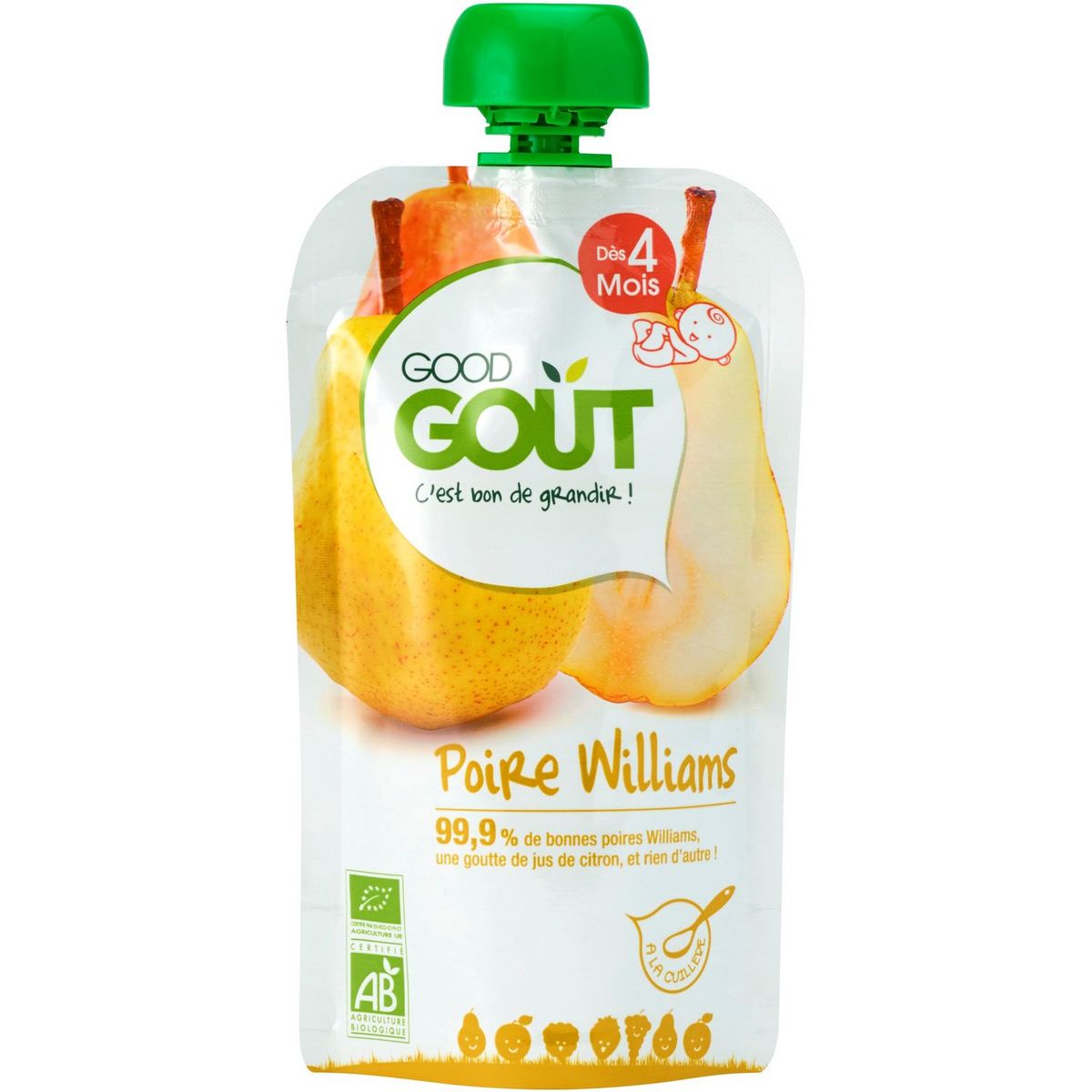 GOOD GOUT Gourde dessert poire williams bio dès 4 mois 120g