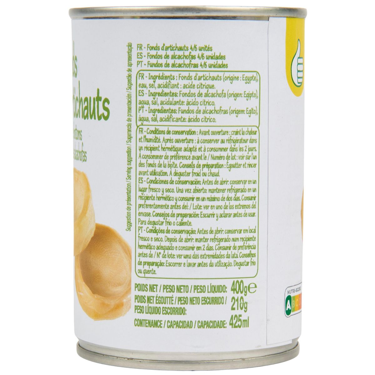 POUCE Fonds d'artichauts 210g