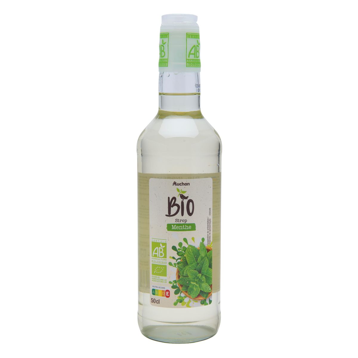 AUCHAN BIO Sirop de menthe bouteille verre 50cl