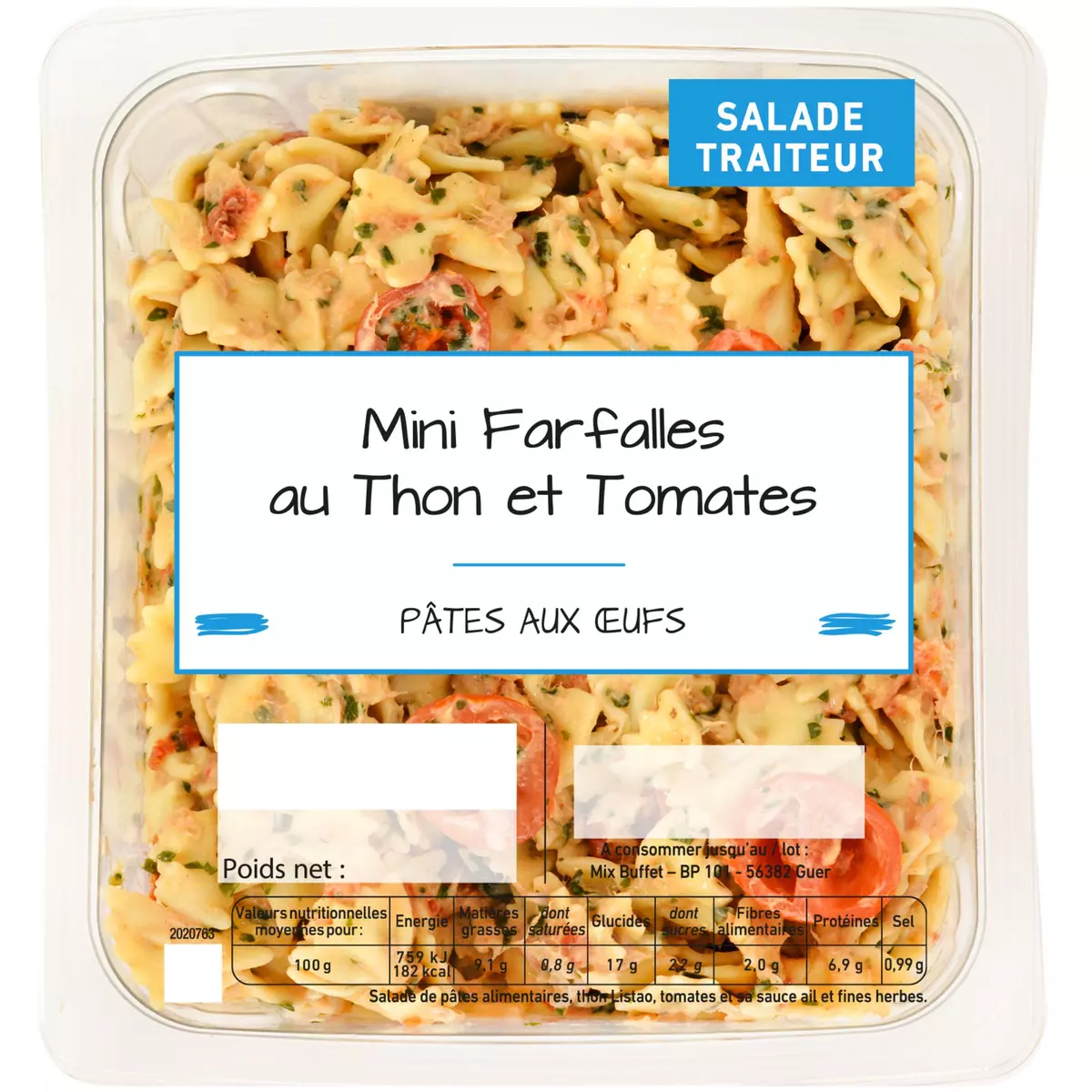 MIX Salade mini farfalles au thon et tomates 4 portions 800g