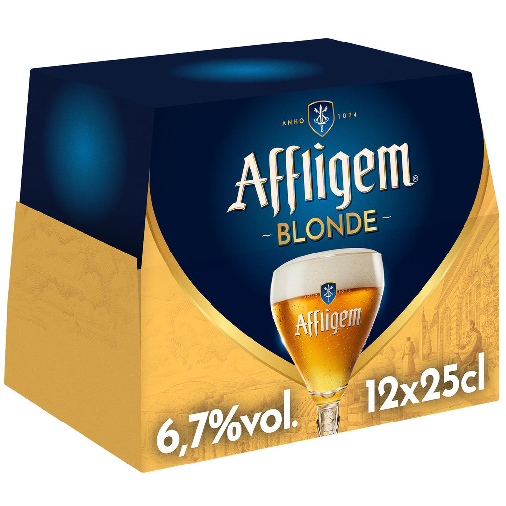 AFFLIGEM Bière blonde belge d'abbaye 6,7% pack bouteilles 12x25cl