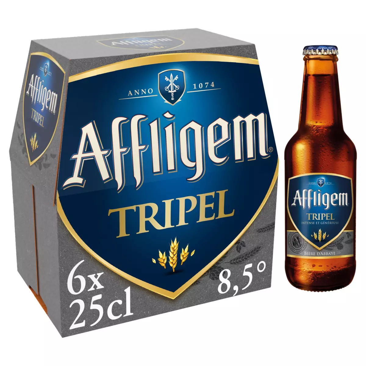 AFFLIGEM Bière blonde triple Belge d'abbaye 8.5% bouteilles 6x25cl