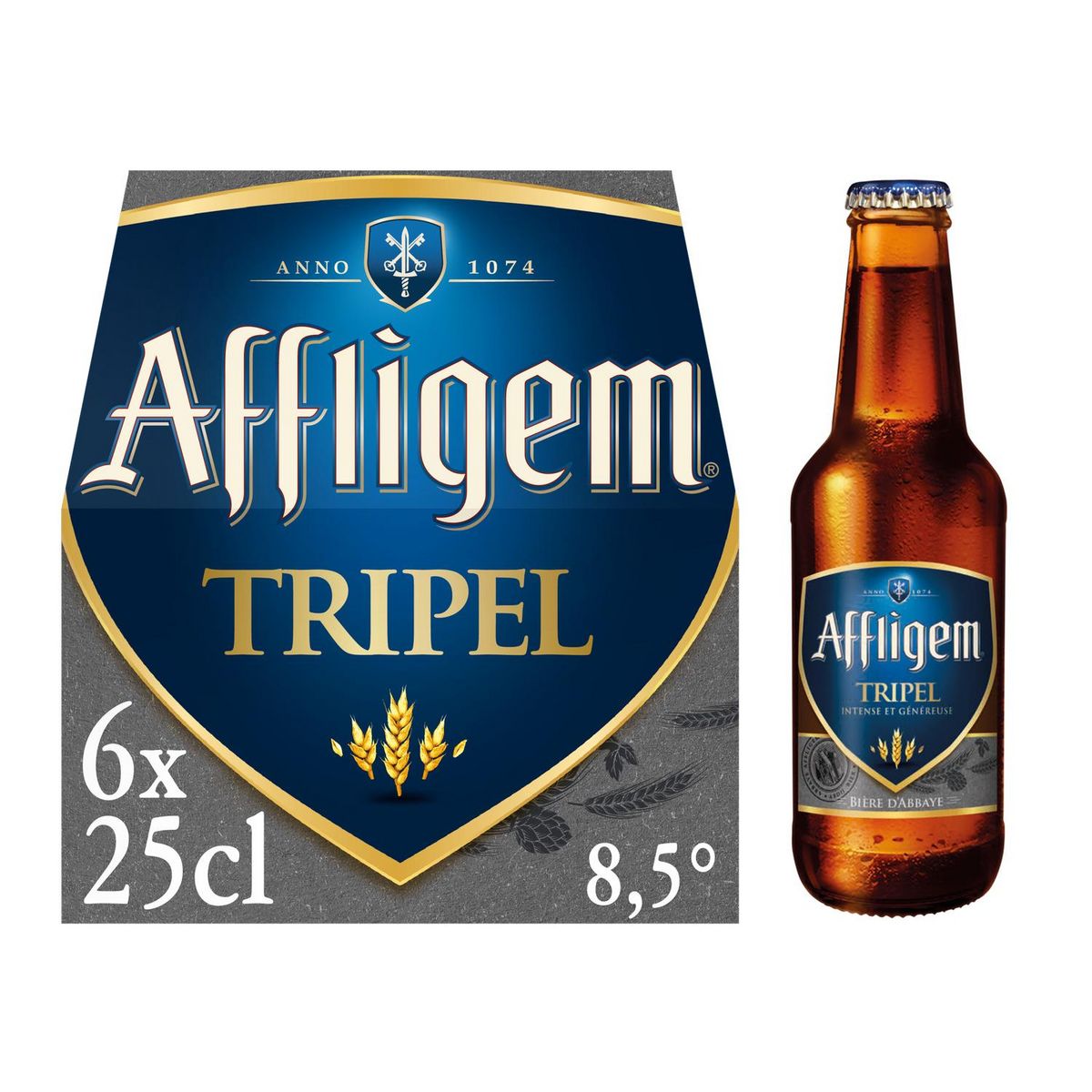 AFFLIGEM Bière blonde triple Belge d'abbaye 8.5% bouteilles 6x25cl