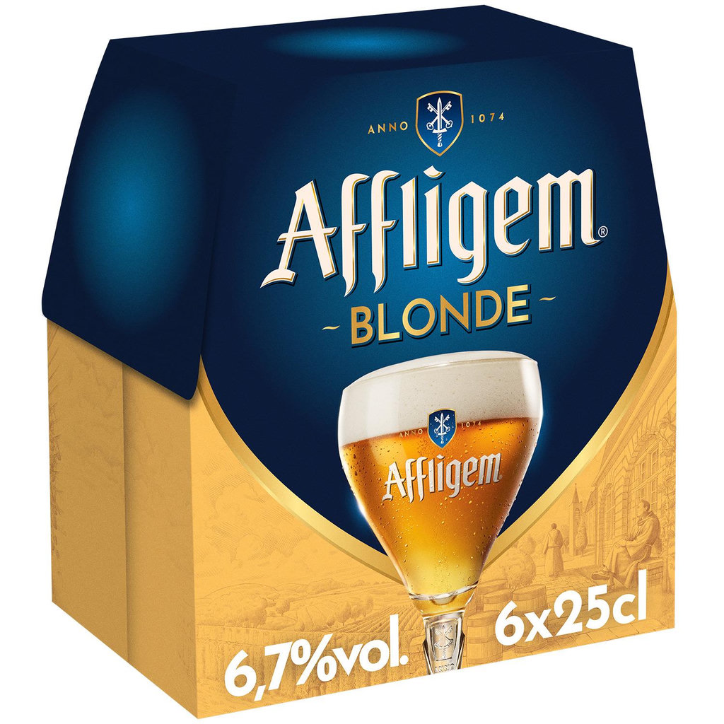 AFFLIGEM Bière blonde belge d'abbaye 6,7% bouteilles 6x25cl