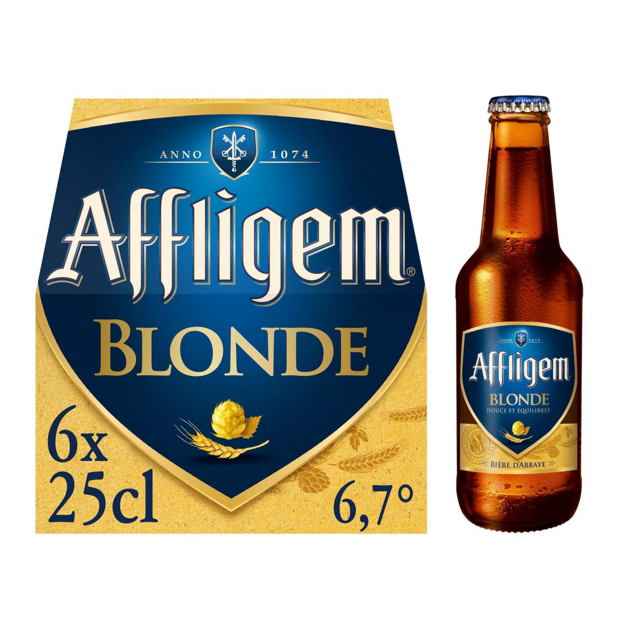 Voir la diapositive 2 : AFFLIGEM Bière blonde belge d'abbaye 6,7% bouteilles 6x25cl