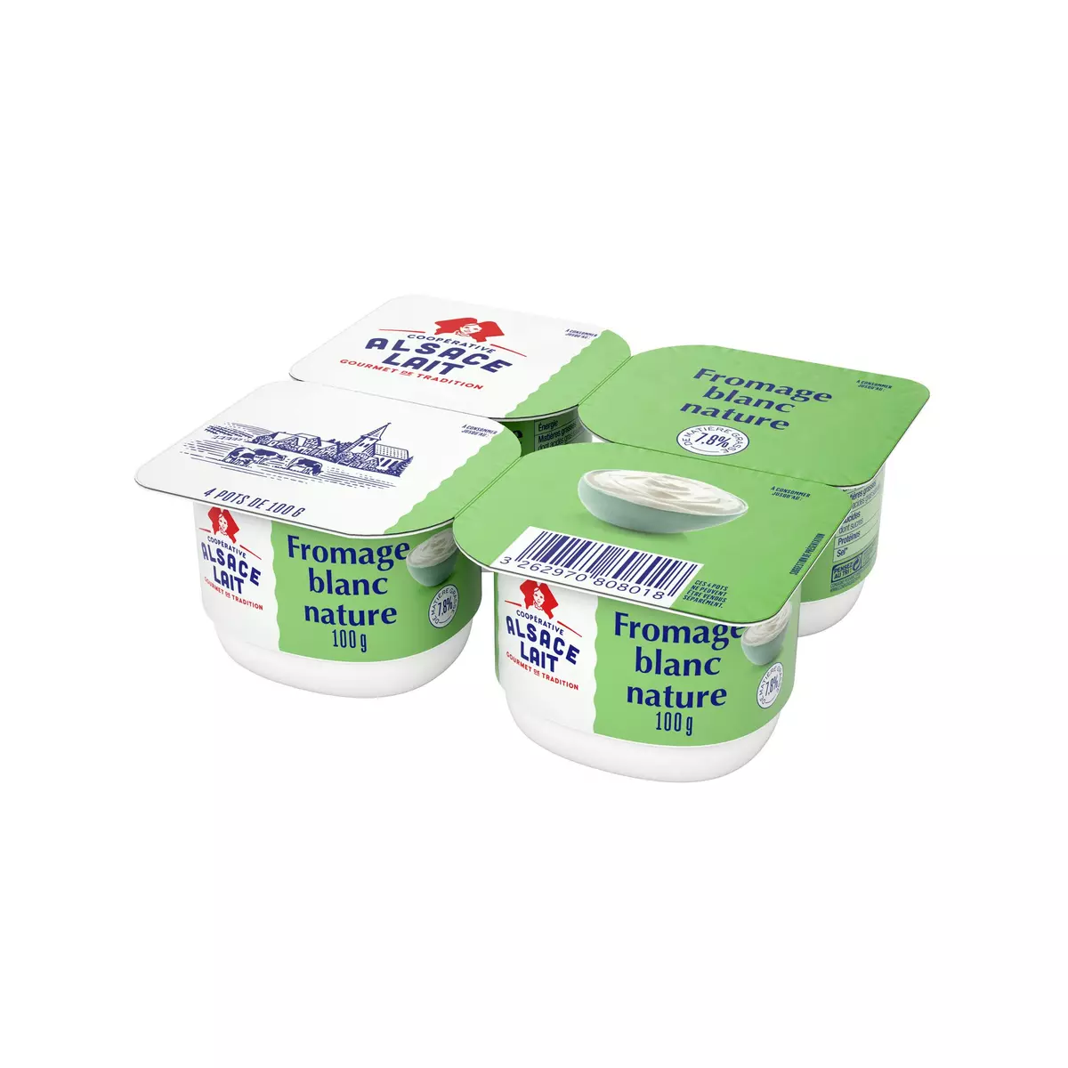 ALSACE LAIT Fromage blanc nature 40% mg 4x100g