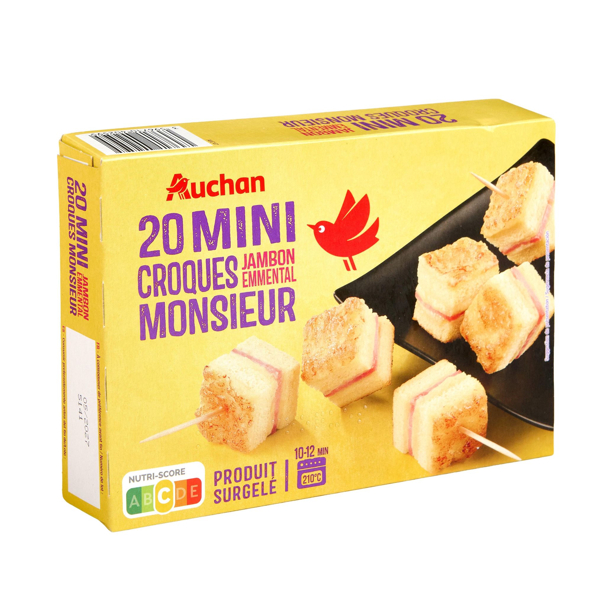 Voir la diapositive 3 : AUCHAN Mini croques monsieur jambon emmental 20 pièces 240g