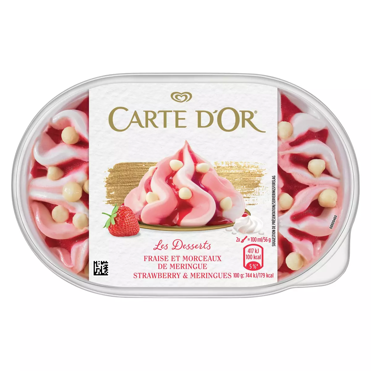 CARTE D'OR Glace à la vanille fraise et morceaux de meringue 900ml