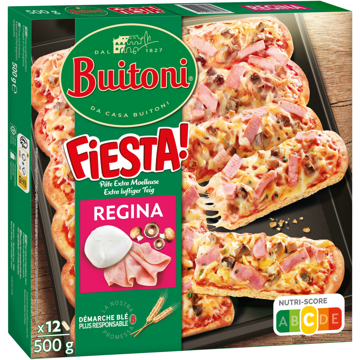 BUITONI Fiesta - Pizza Regina à partager 12 pièces 500g
