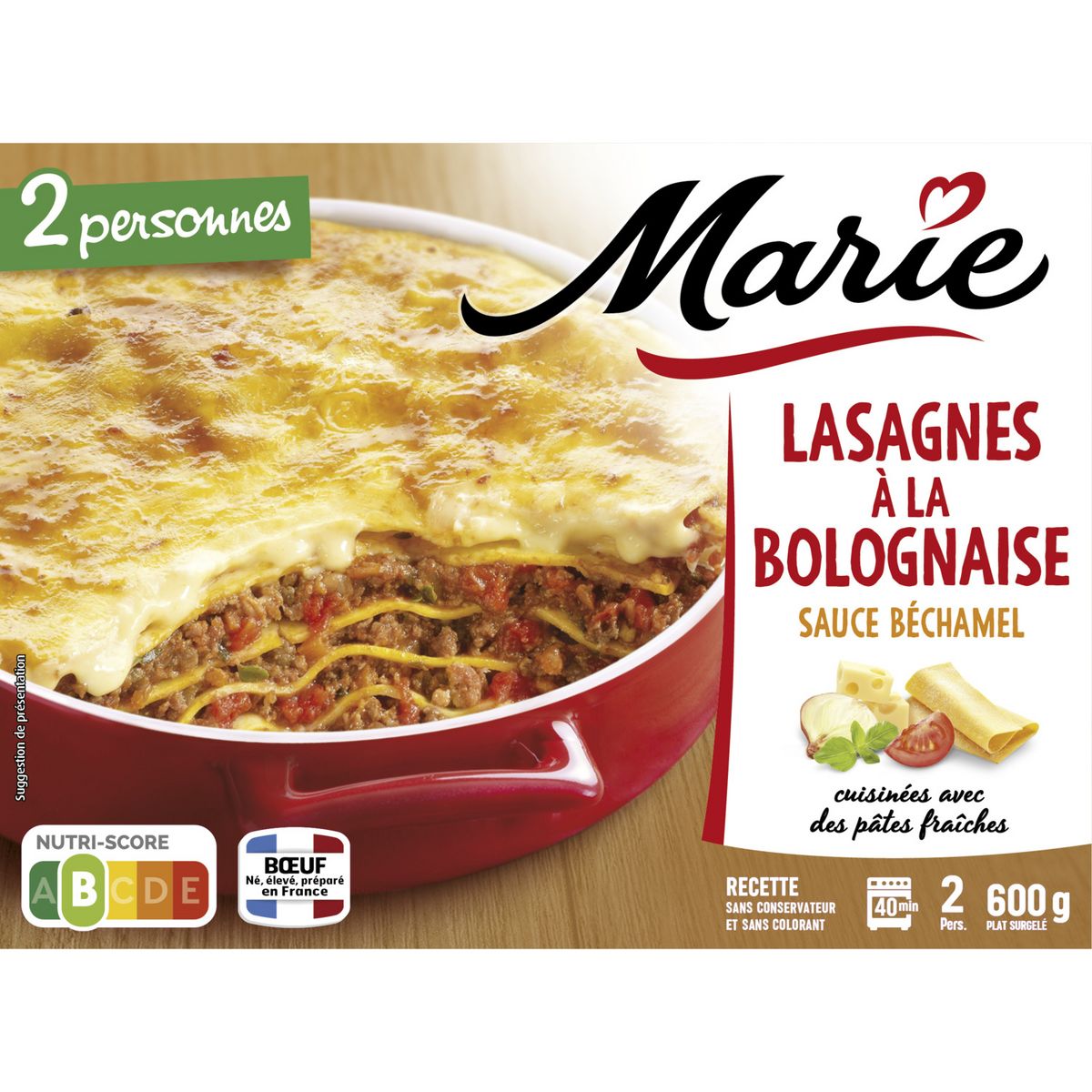 MARIE Lasagnes à la bolognaise 600g
