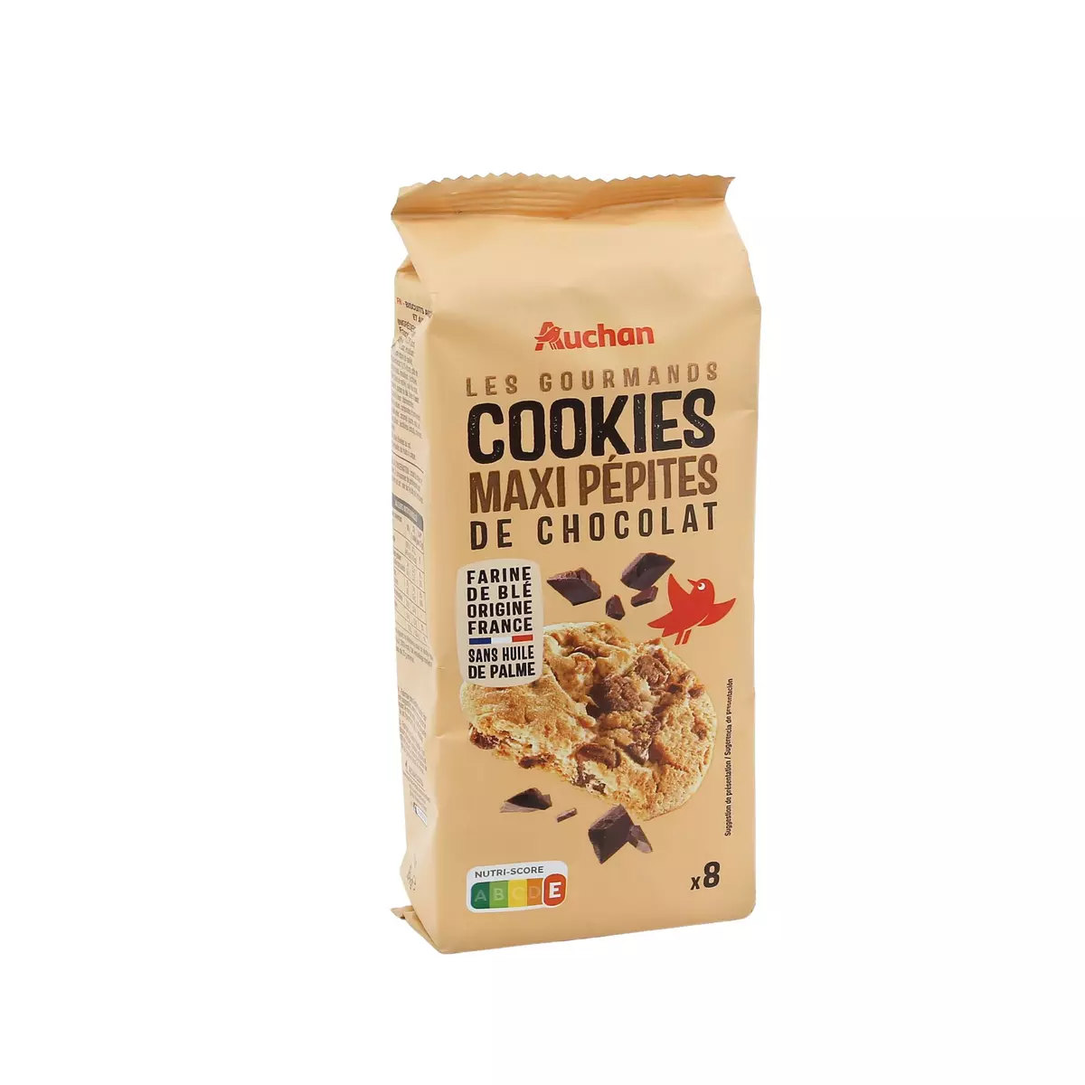 AUCHAN Cookies aux maxi pépites de chocolat 8 biscuits 184g