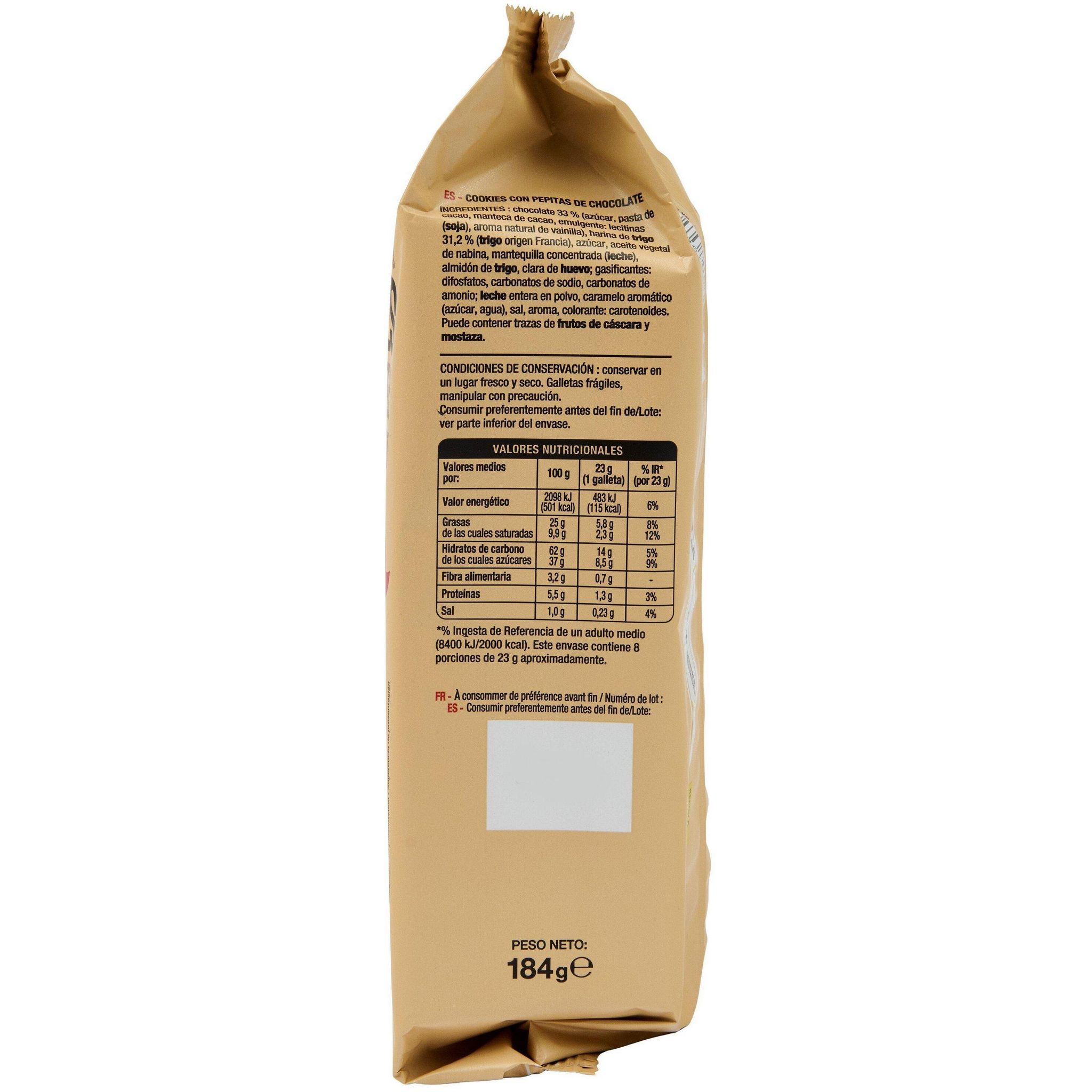 Voir la diapositive 6 : AUCHAN Cookies aux maxi pépites de chocolat 8 biscuits 184g