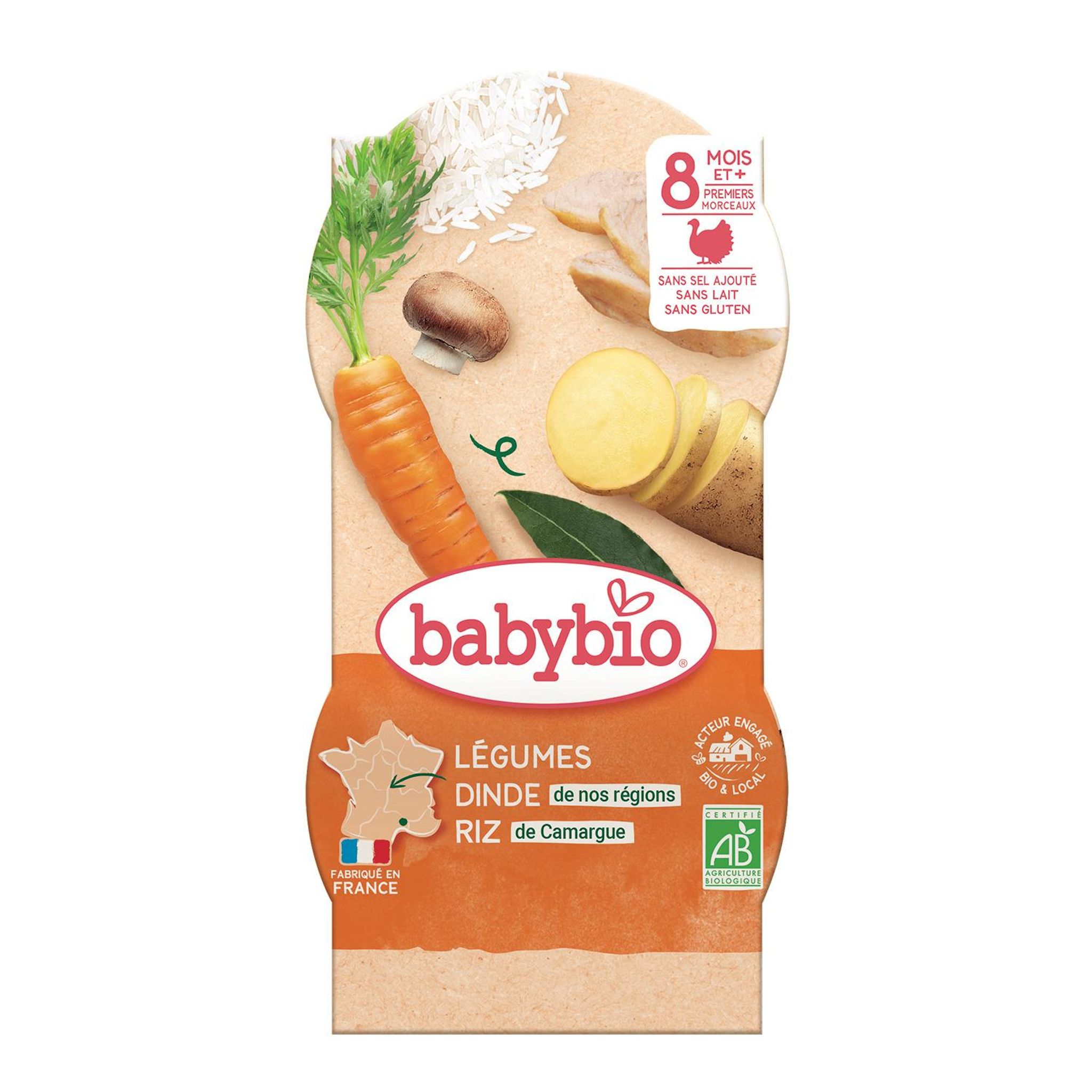 Voir la diapositive 2 : BABYBIO Bols légumes dinde riz bio dès 8 mois 2x200g