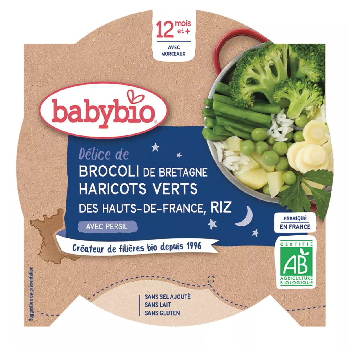 BABYBIO Assiette délice de brocolis haricots verts et riz bio dès 12 mois 230g