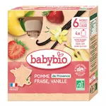 BABYBIO Gourde dessert pomme fraise vanille bio dès 6 mois 4x90g