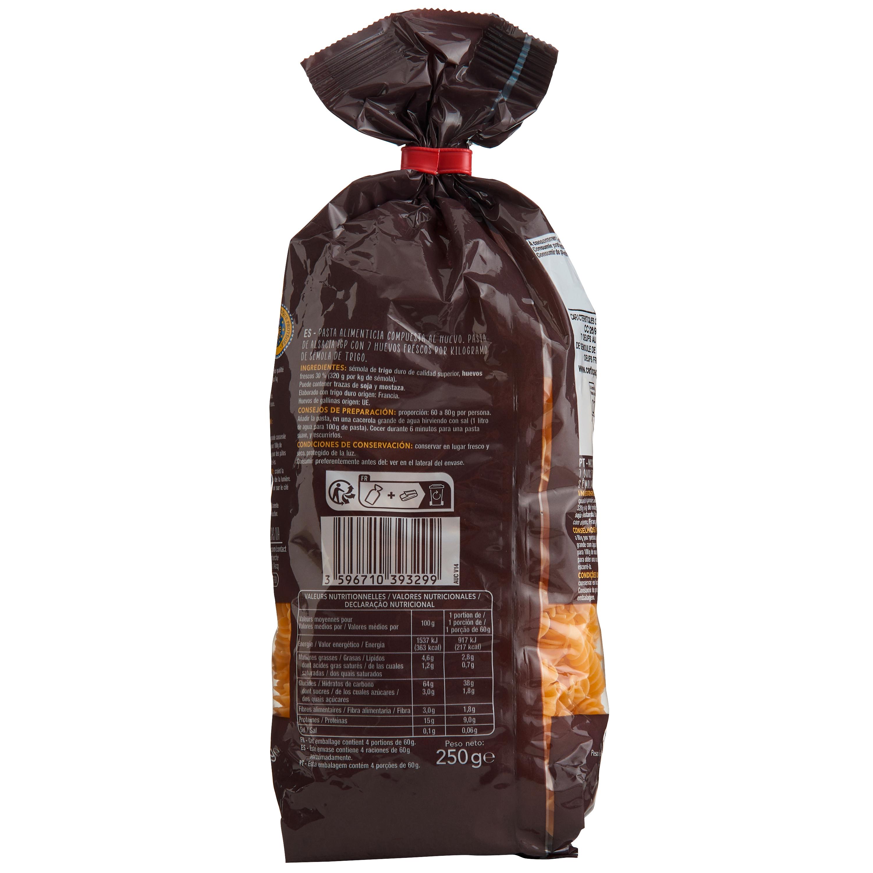 Voir la diapositive 6 : AUCHAN TERROIR Pâtes d'Alsace torsades aux œufs frais blé français IGP 4 portions 250g