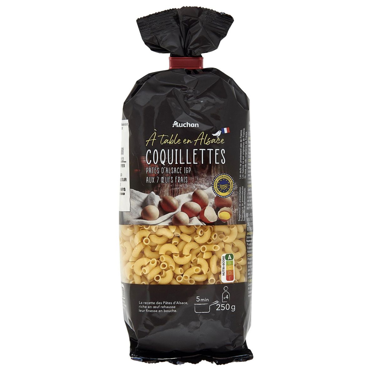 AUCHAN TERROIR Pâtes d'Alsace coquillettes aux œufs frais blé français 250g