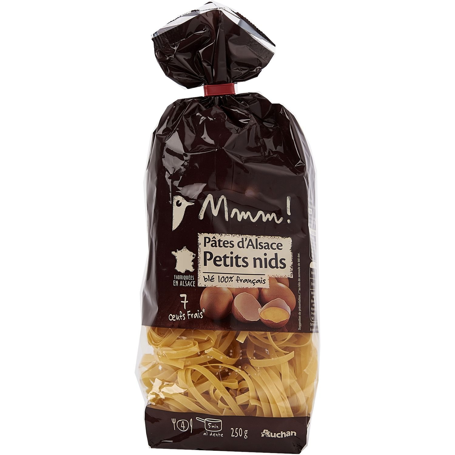 AUCHAN MMM! Pâtes d'Alsace aux 7 oeufs petits nids 4 portions 250g