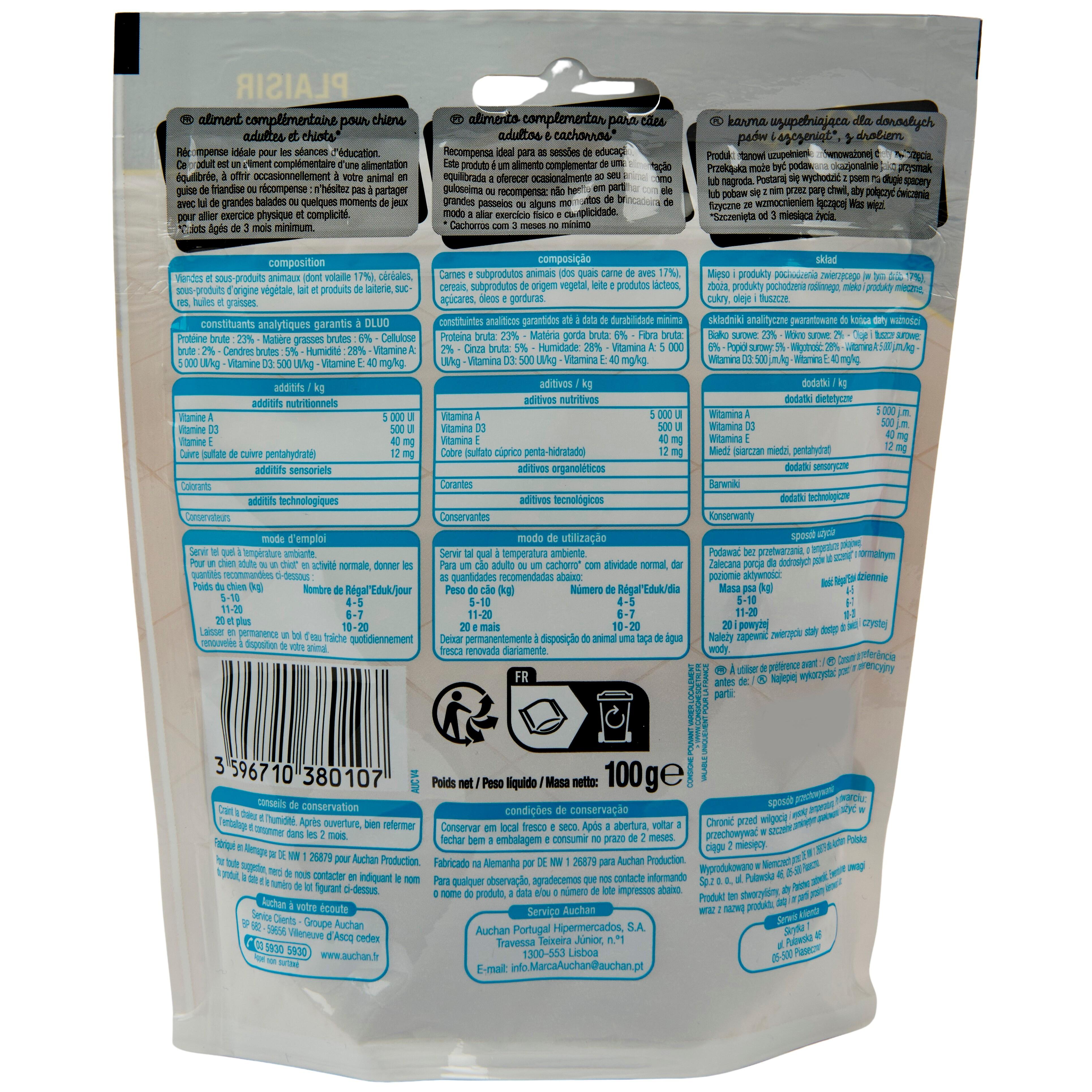 Voir la diapositive 3 : AUCHAN Régal'eduk friandises à la volaille pour chiot 100g