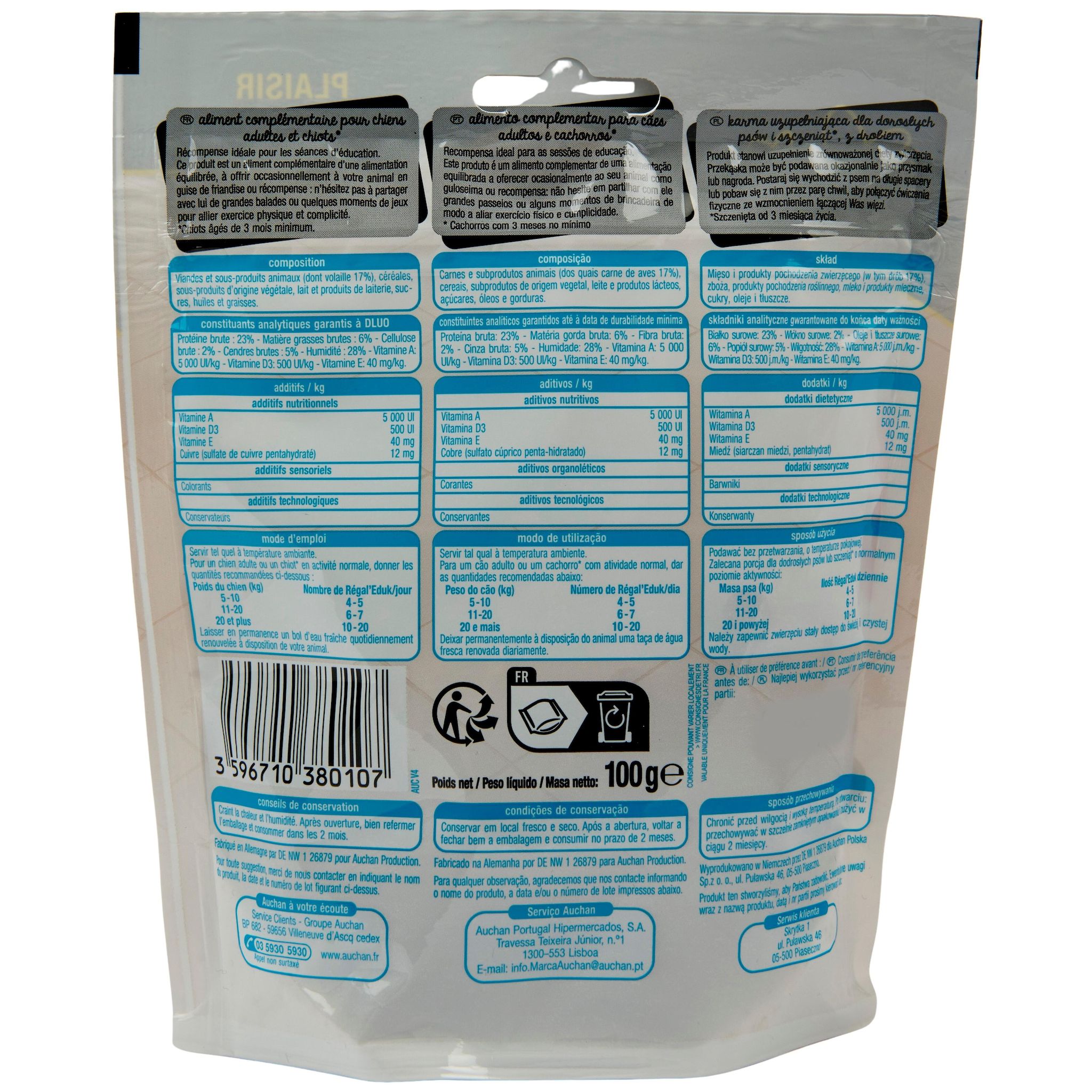 Voir la diapositive 3 : AUCHAN Régal'eduk friandises à la volaille pour chiot 100g