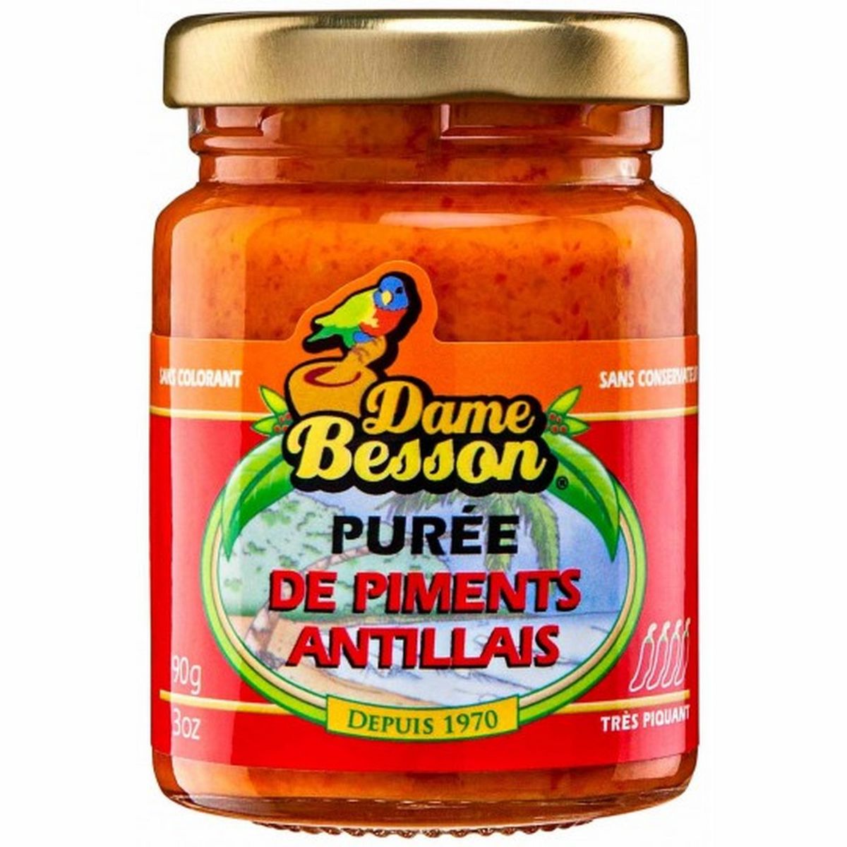 DAME BESSON Purée de piments antillais très piquant 90g