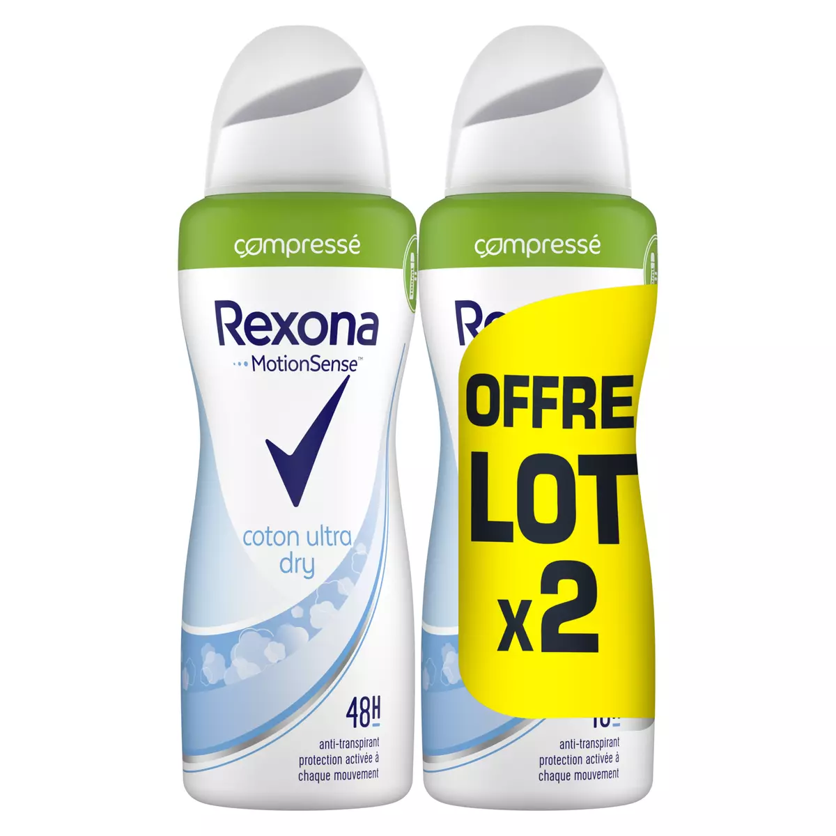 REXONA Déodorant spray compressé femme coton 2x100ml