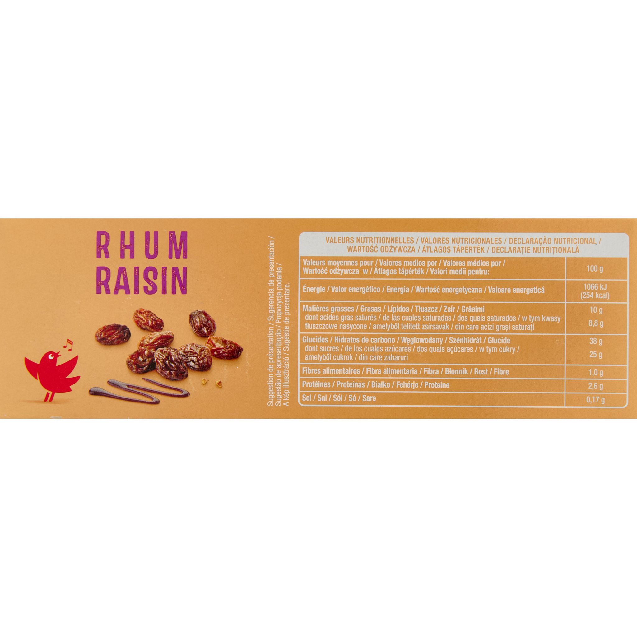 Voir la diapositive 3 : AUCHAN Cônes glacés rhum raisin 6 pièces 418g