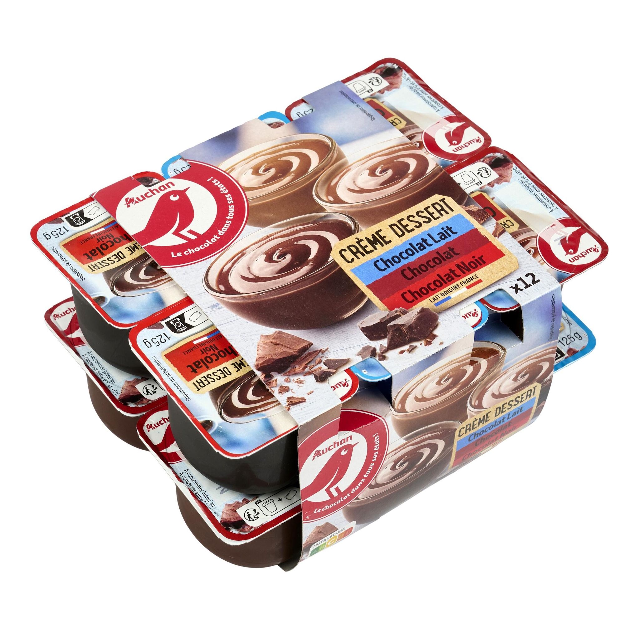 Voir la diapositive 3 : AUCHAN Crème dessert aux 3 chocolats 12x125g