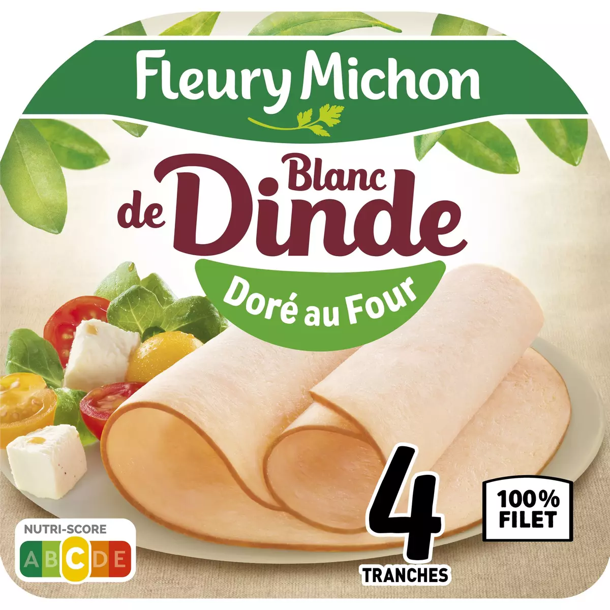 FLEURY MICHON Blanc de dinde doré au four 4 tranches 160g