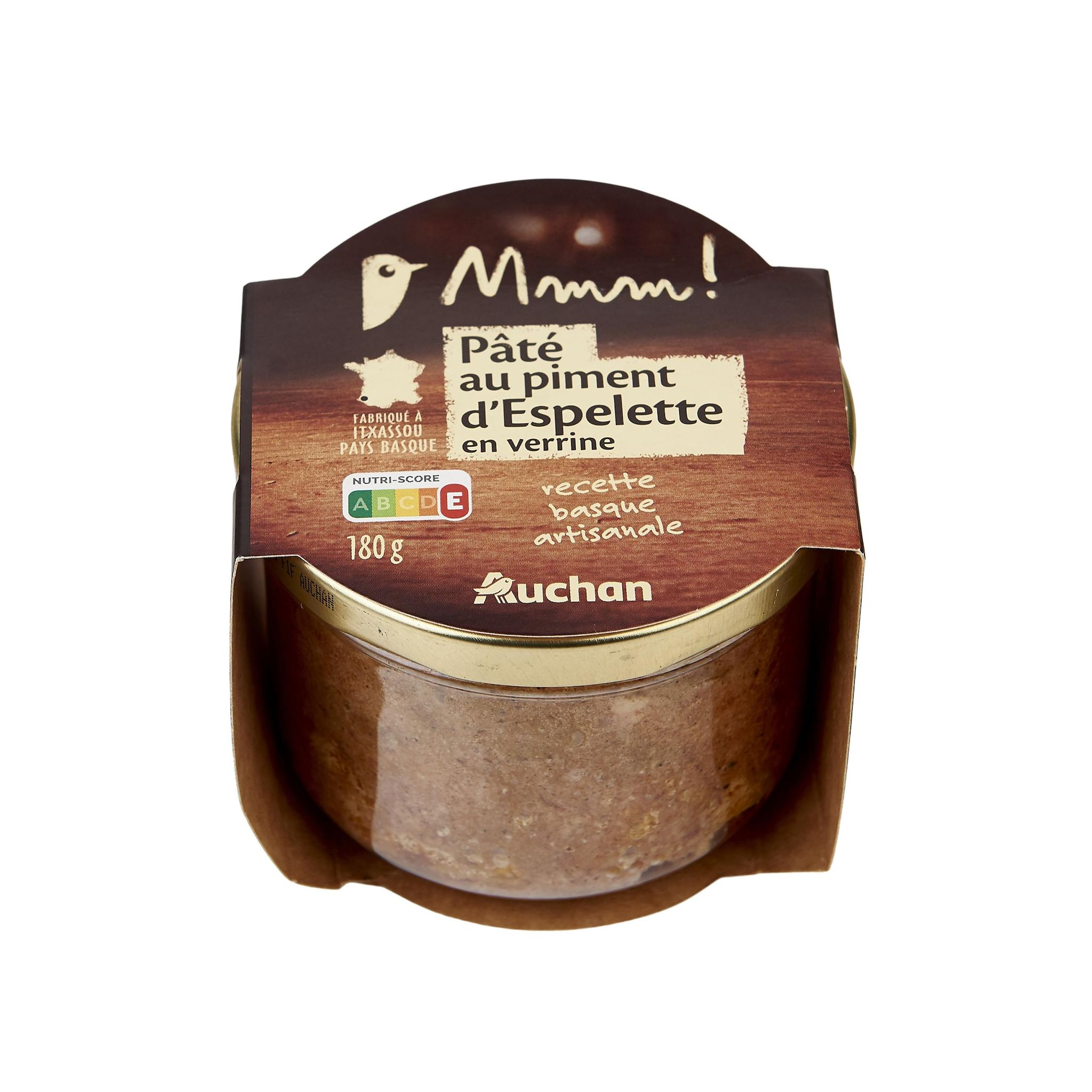 Voir la diapositive 2 : AUCHAN TERROIR Pâté au piment d'Espelette 180g