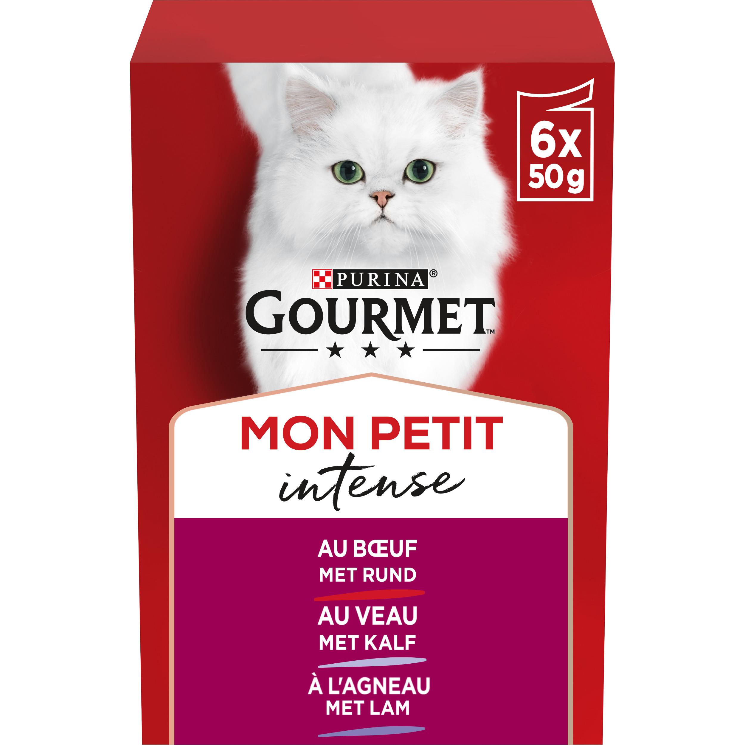 Voir la diapositive 2 : PURINA Gourmet Sachets repas à la viande Mon Petit Intense pour chat 6 sachets 6x50g