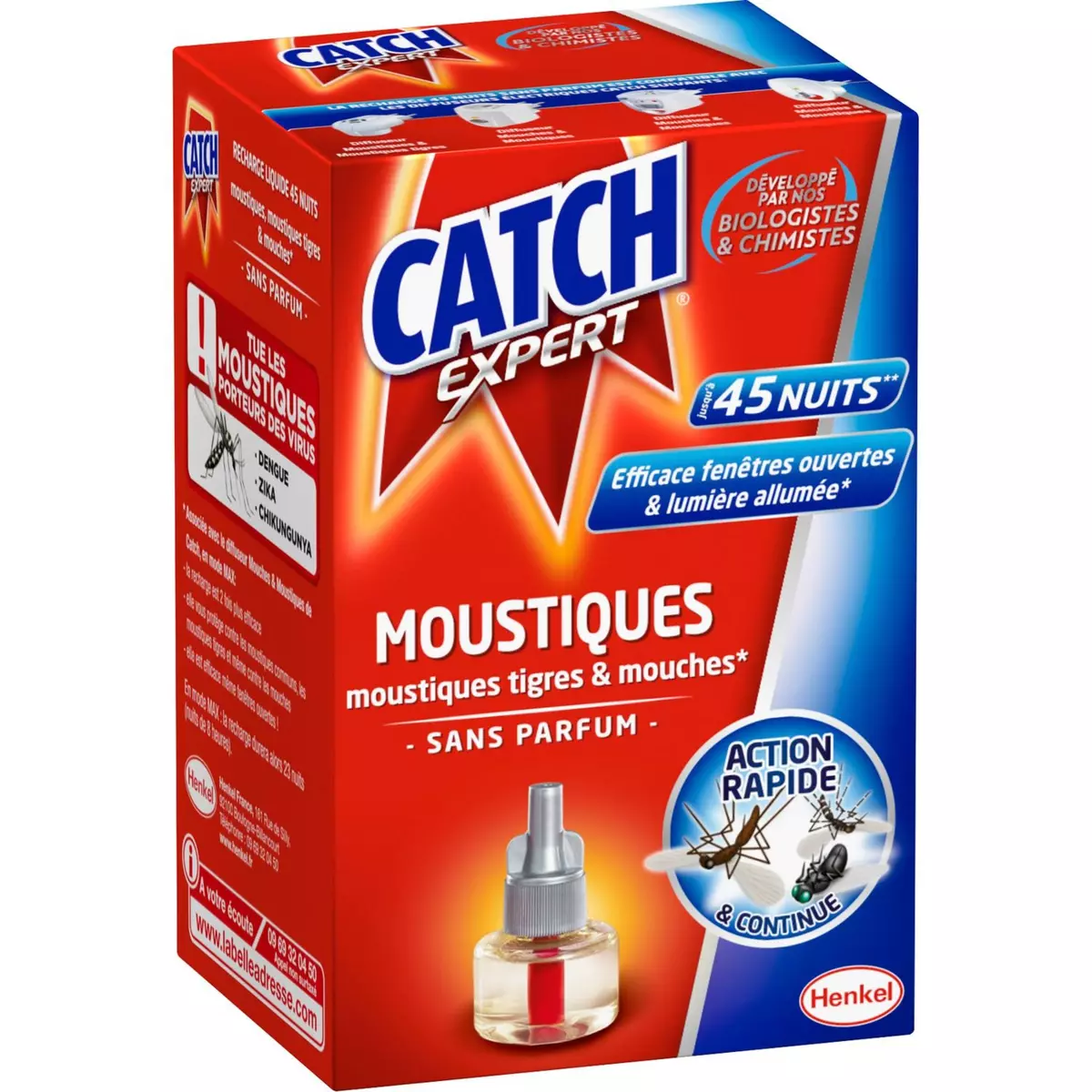 CATCH Recharge diffuseur électrique anti-moustiques & mouches efficace 45 nuits 1 recharge