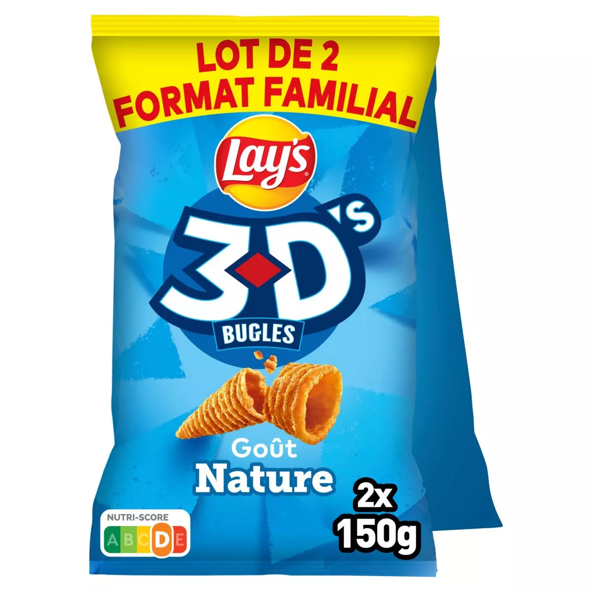 LAY'S Biscuits soufflés 3D's goût nature lot de 2 2x150g