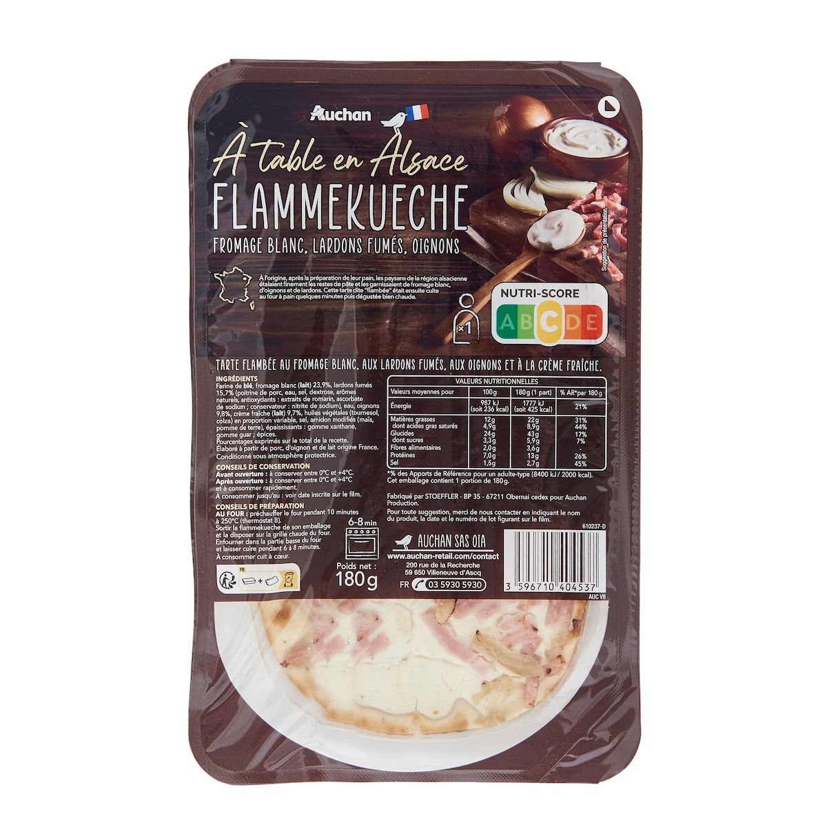 AUCHAN TERROIR Tarte flambée Alsacienne MMM 1 part 180g