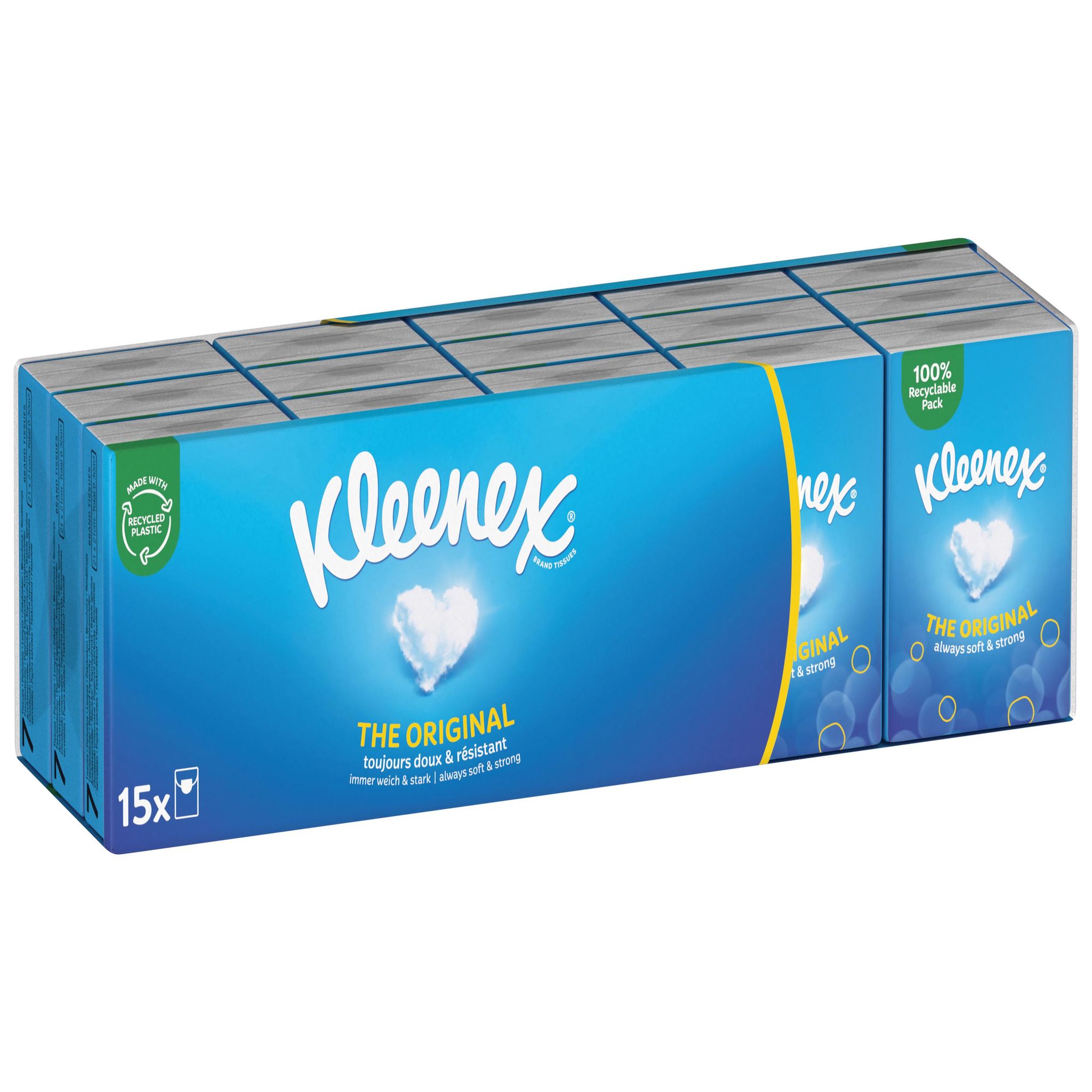 KLEENEX Paquets de mouchoirs 3 épaisseurs 15 paquets x 7 mouchoirs