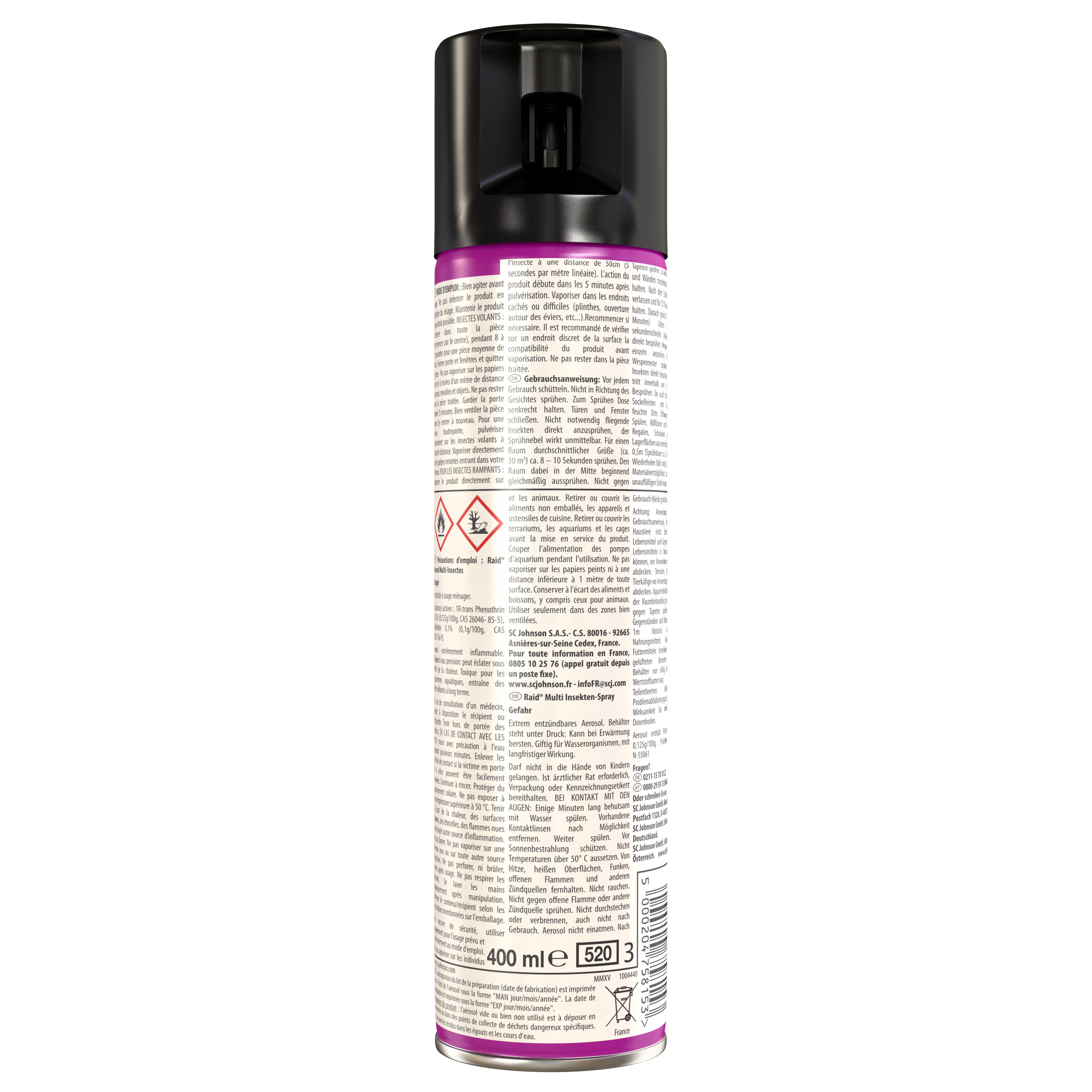 Voir la diapositive 3 : RAID Insecticide en spray multi-insectes 400ml