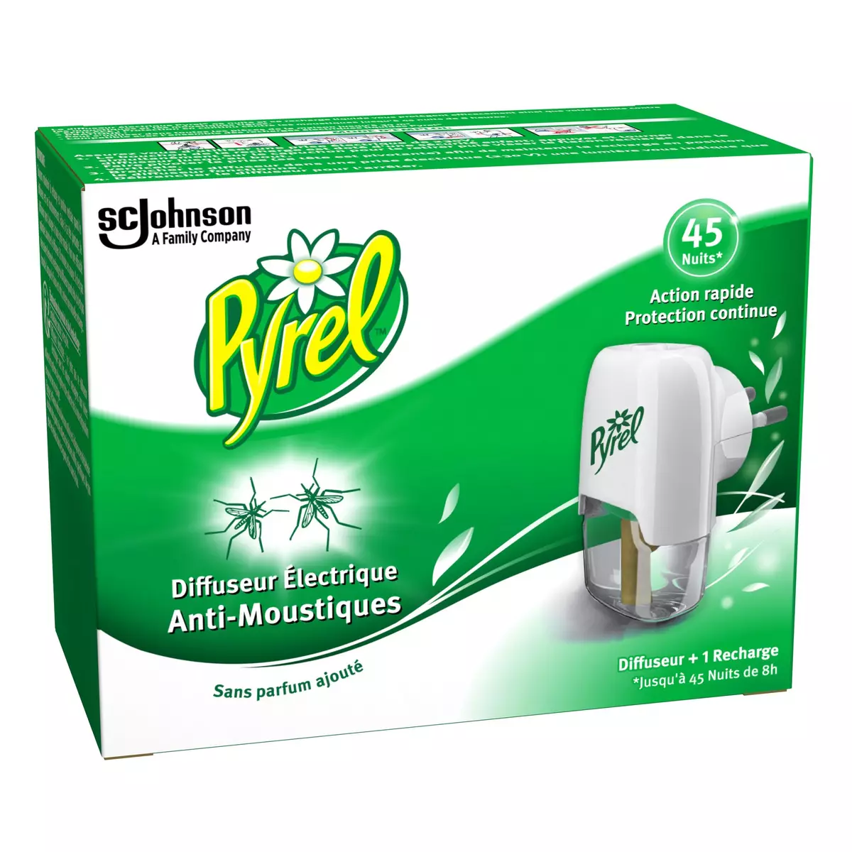 PYREL Diffuseur électrique anti-moustiques inodore 1 diffuseur + 1 recharge