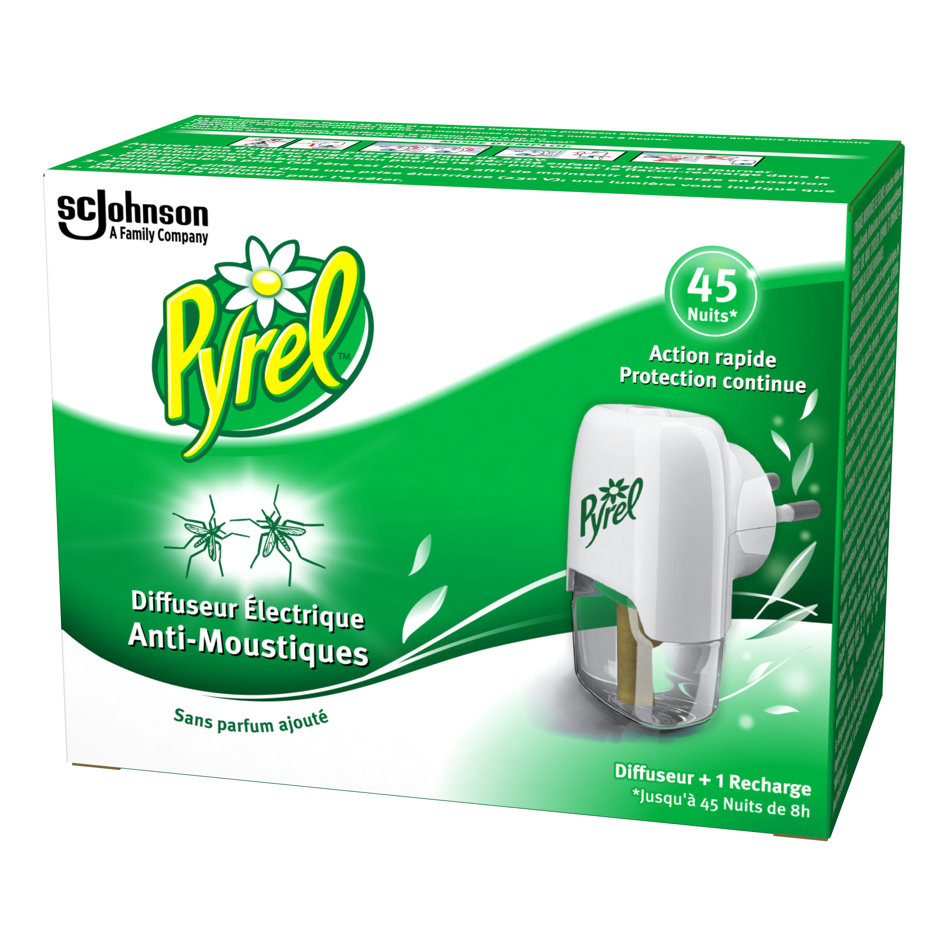 Voir la diapositive 2 : PYREL Diffuseur électrique anti-moustiques inodore 1 diffuseur + 1 recharge