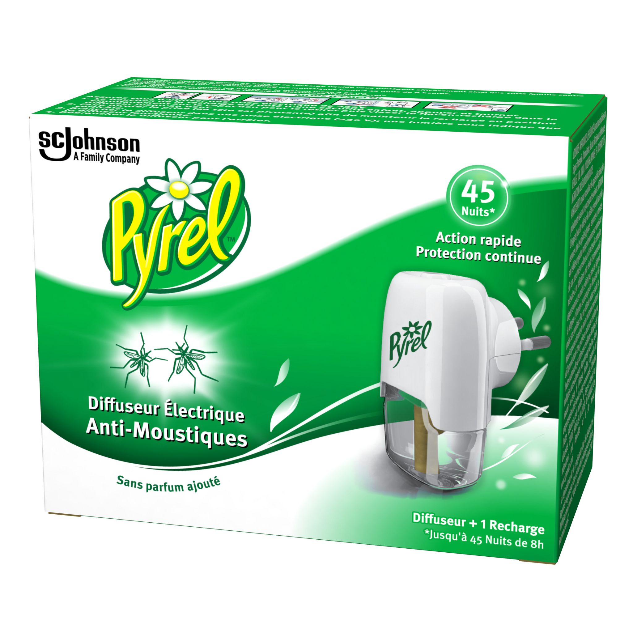 Voir la diapositive 2 : PYREL Diffuseur électrique anti-moustiques inodore 1 diffuseur + 1 recharge