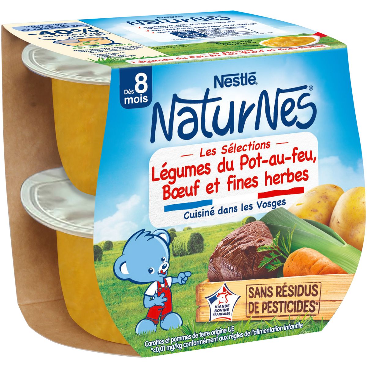 NESTLE Naturnes bol aux légumes du pot-au-feu boeuf dès 8 mois 2x200g