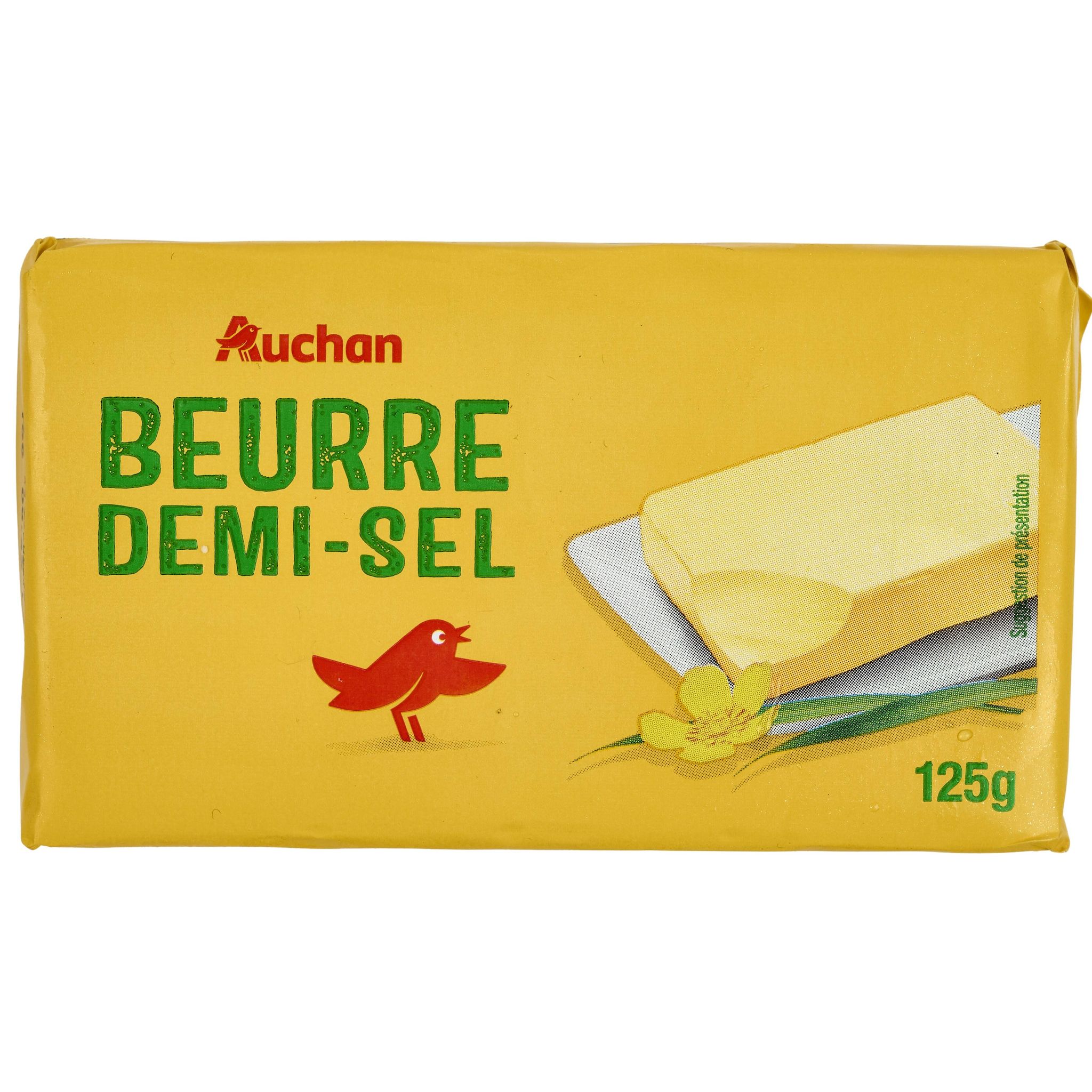 Voir la diapositive 2 : AUCHAN Beurre demi-sel 80%MG 125g