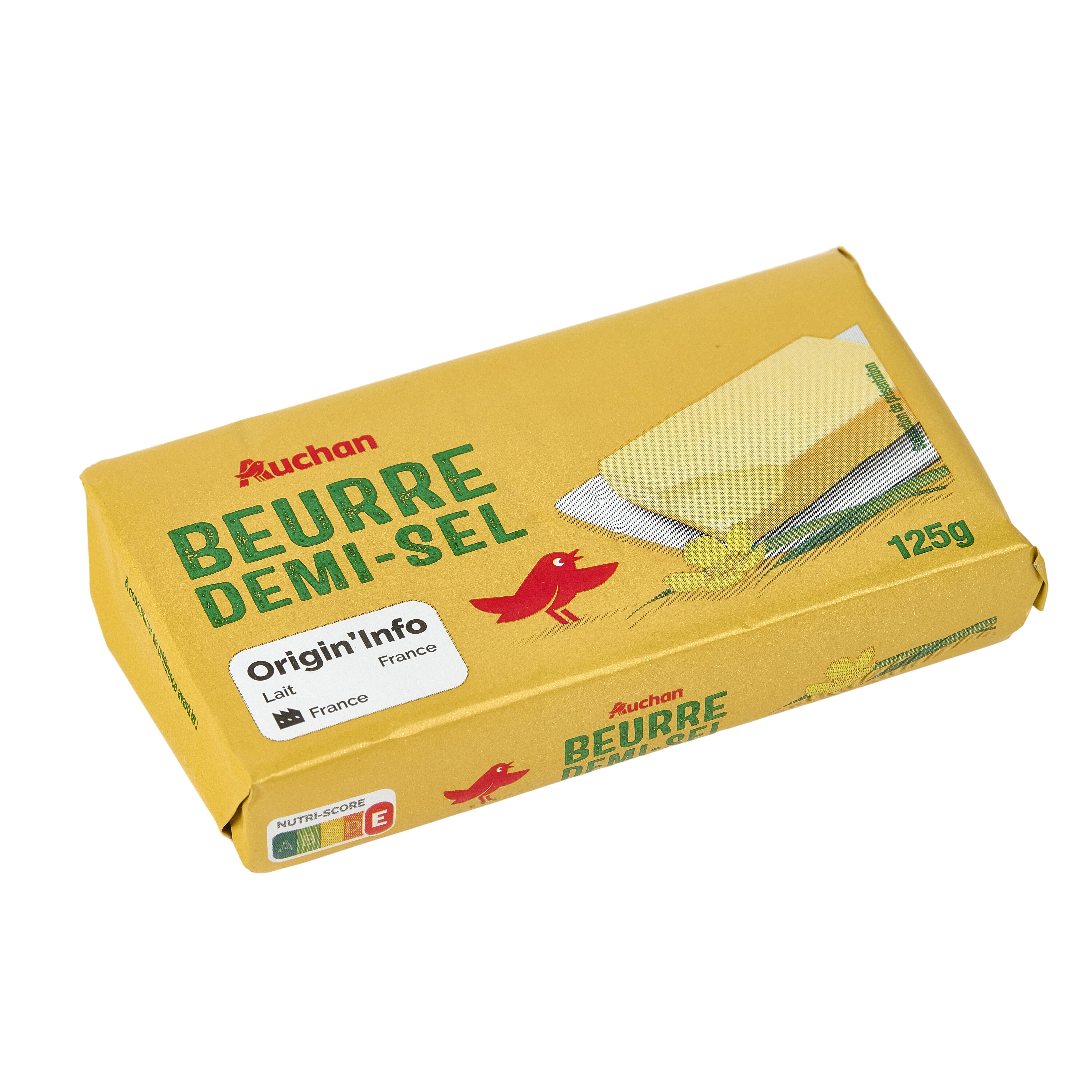 Voir la diapositive 4 : AUCHAN Beurre demi-sel 80%MG 125g