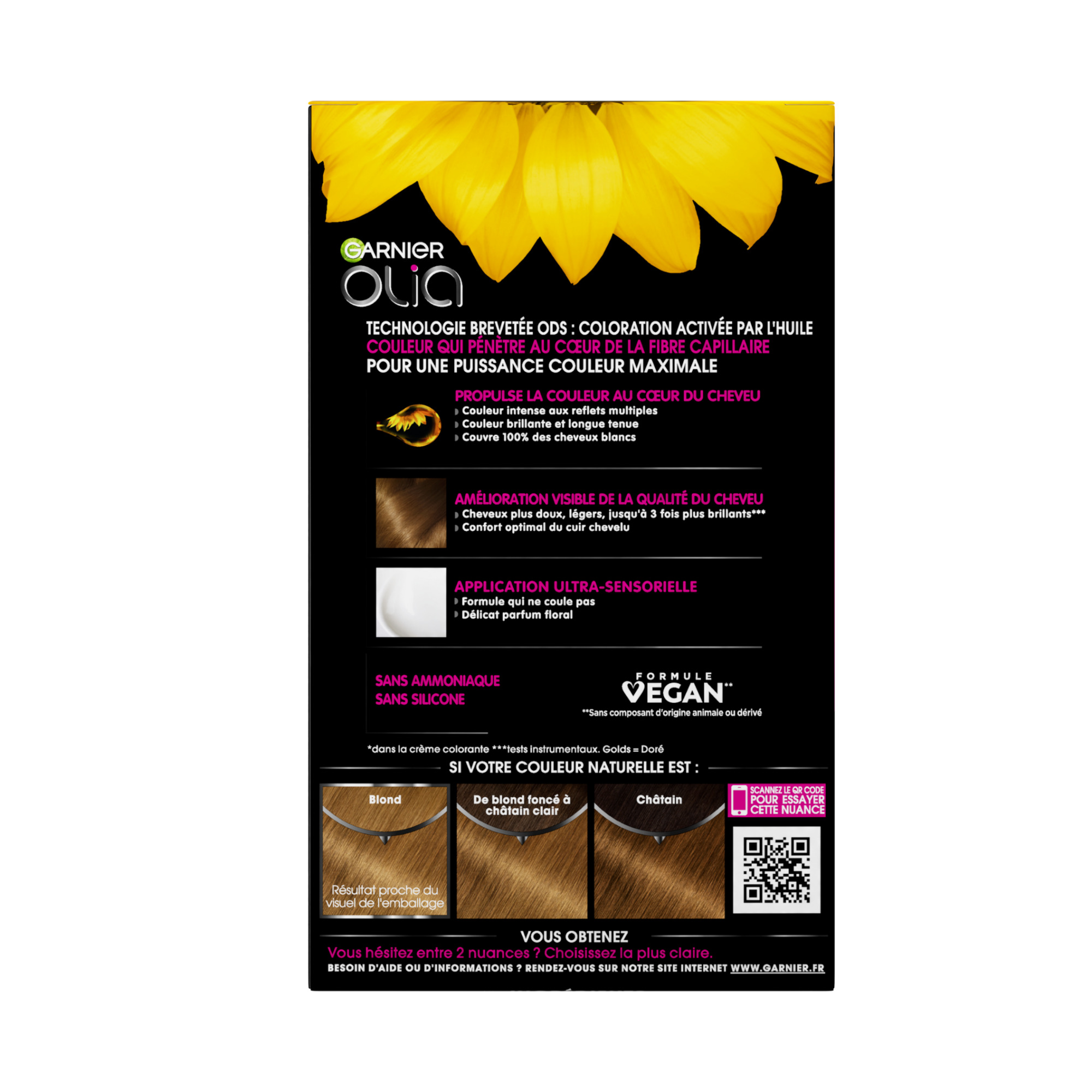 Voir la diapositive 2 : GARNIER Olia color 7.3 blond doré 1 pièce