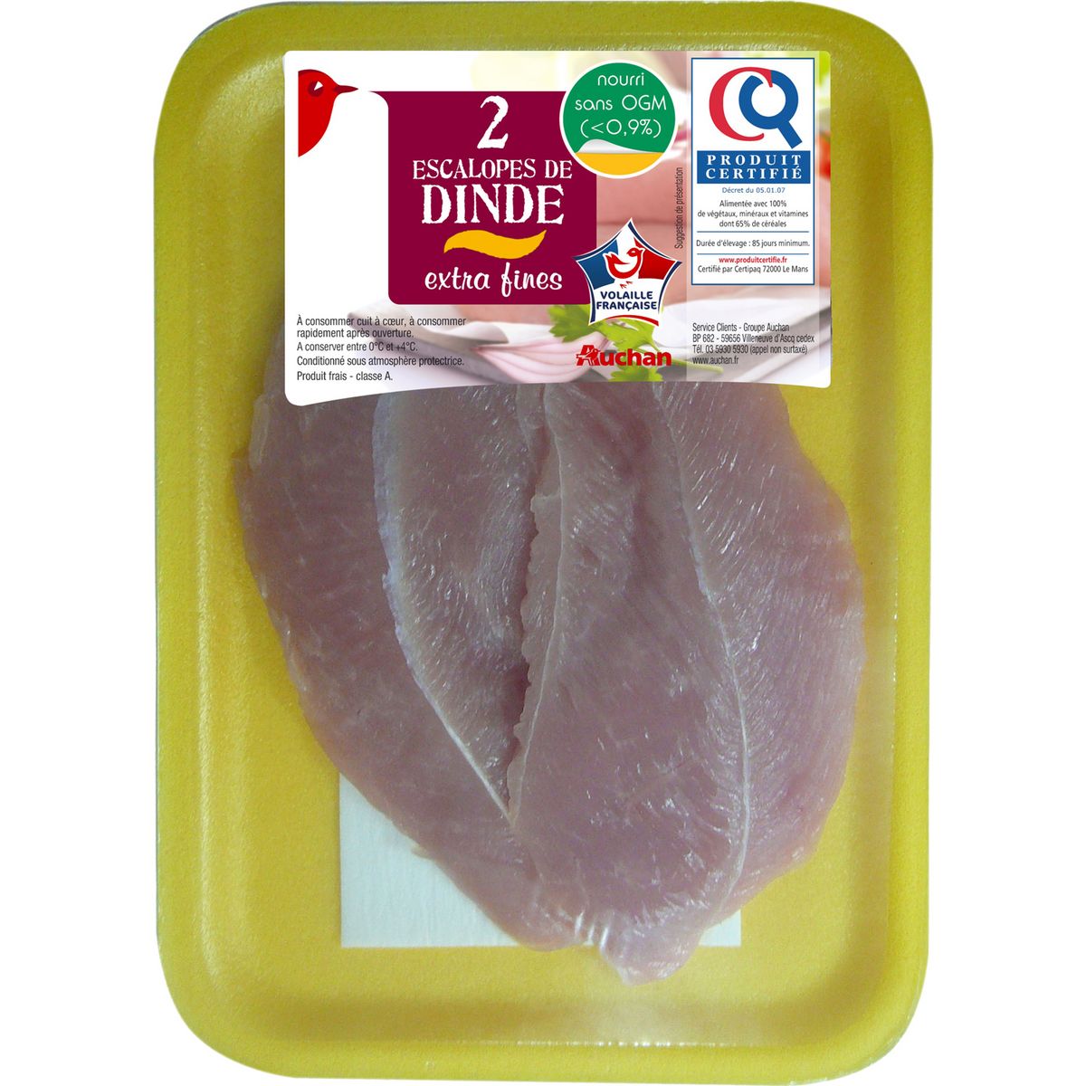 AUCHAN Escalope de dinde extra fine 2 pièces 240g