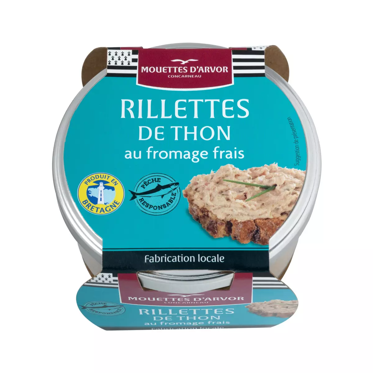 LES MOUETTES D'ARVOR Rillettes de thon au fromage frais produit en Bretagne 125g