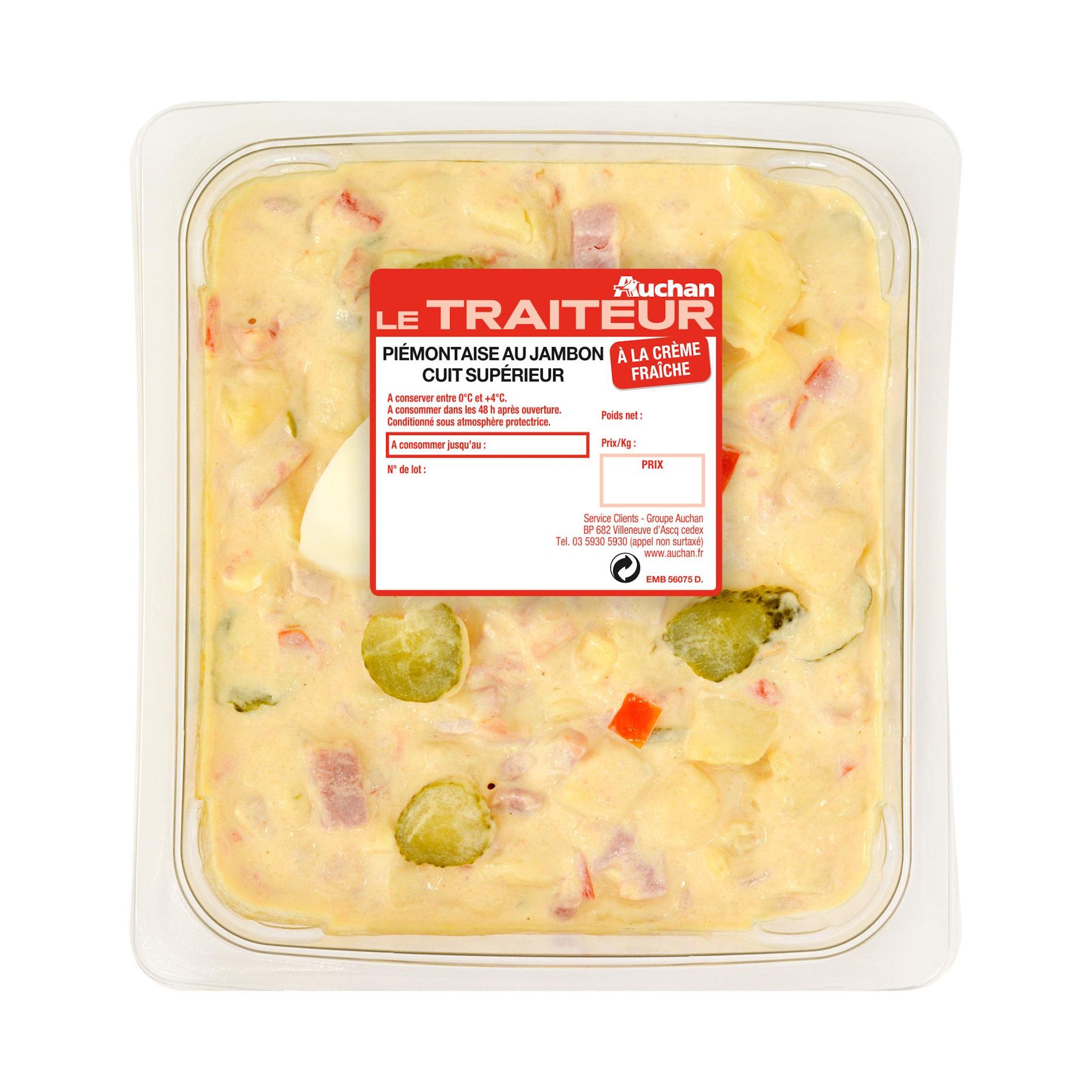 Voir la diapositive 2 : AUCHAN LE TRAITEUR Piémontaise au jambon cuit supérieur 800g