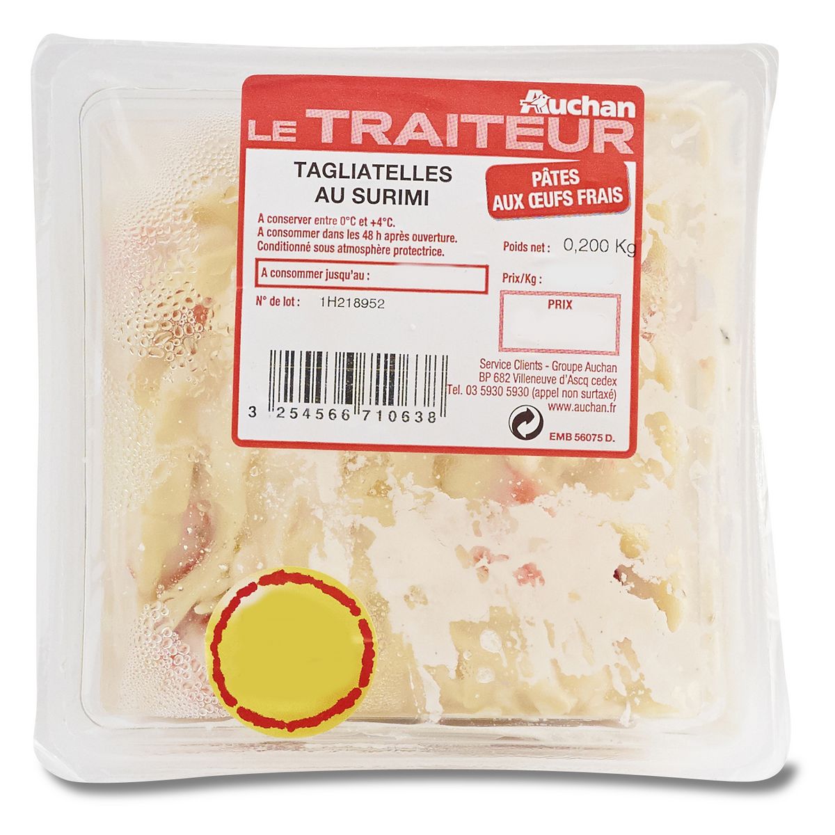 AUCHAN LE TRAITEUR Tagliatelles au surimi 1 part 200g